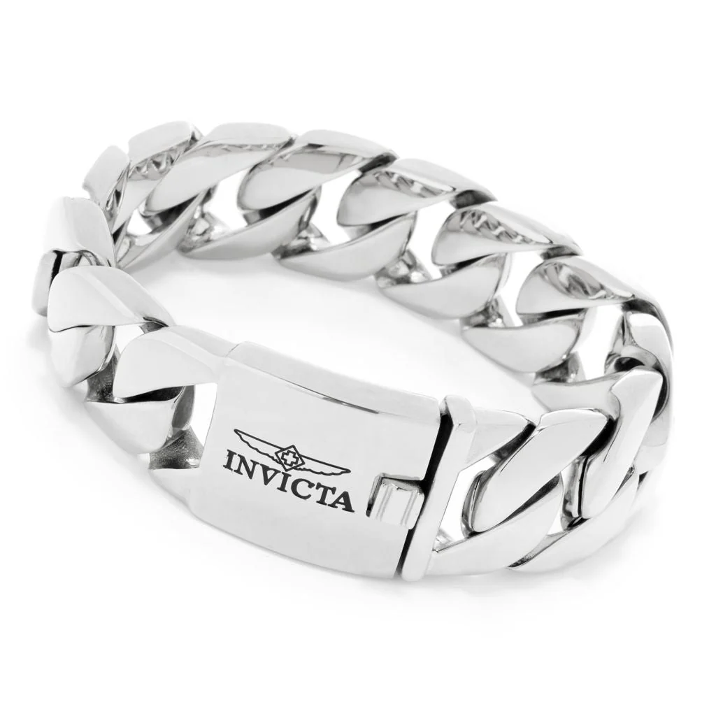 Invicta Men's Stainless Steel Choice of Length Curb Link Chain Bracelet - Image 2