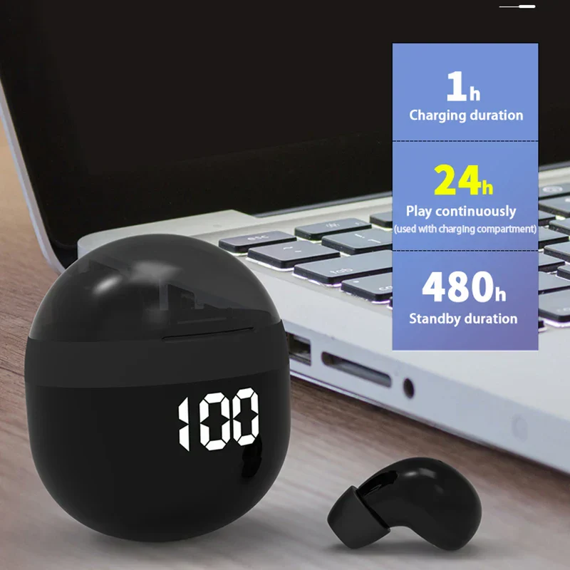 Invisible TWS Bluetooth 5.3 Earbuds Wireless Mini In-Ear Headphones Mic Noise - Image 2