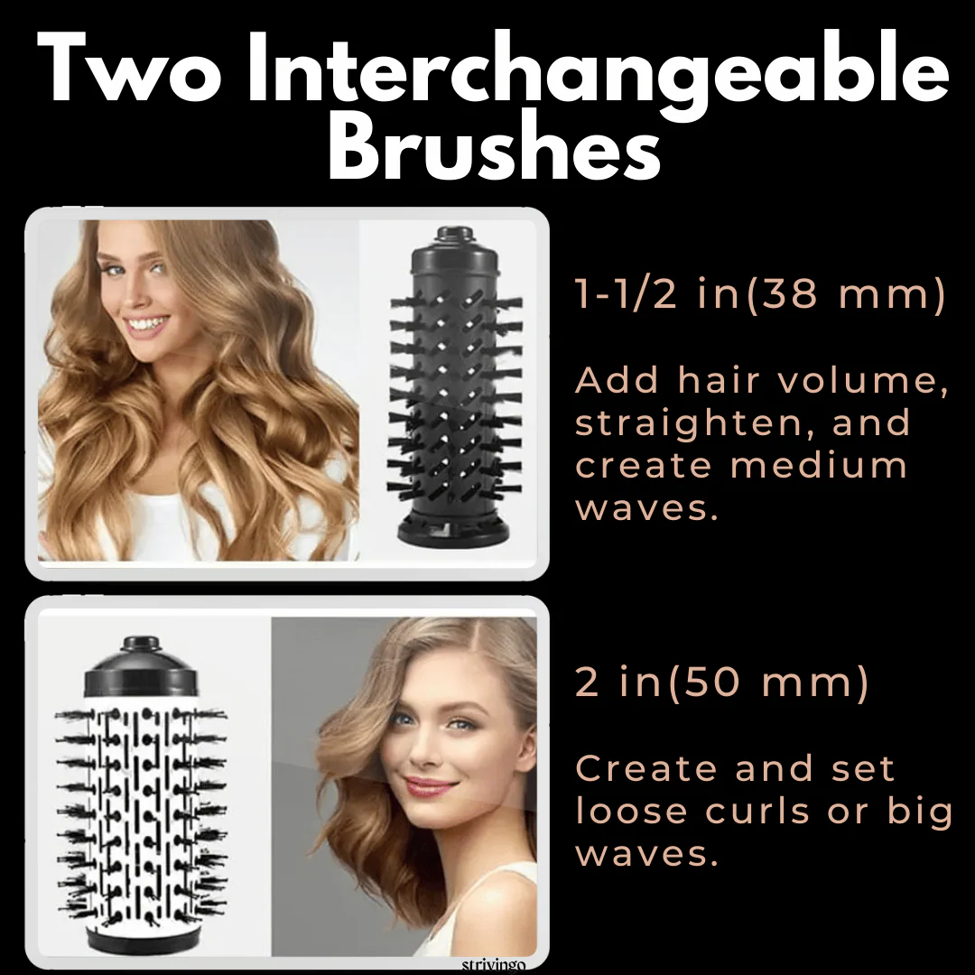 Ionic Rotating Hot Air Brush Hair Styler Dryer with 2 Brush Heads - Image 4