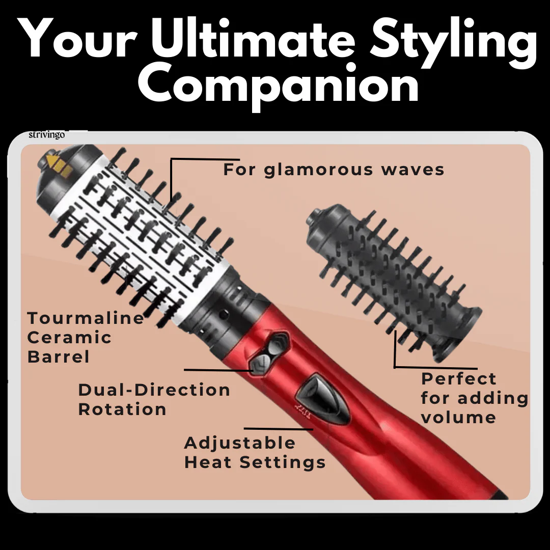 Ionic Rotating Hot Air Brush Hair Styler Dryer with 2 Brush Heads - Image 6