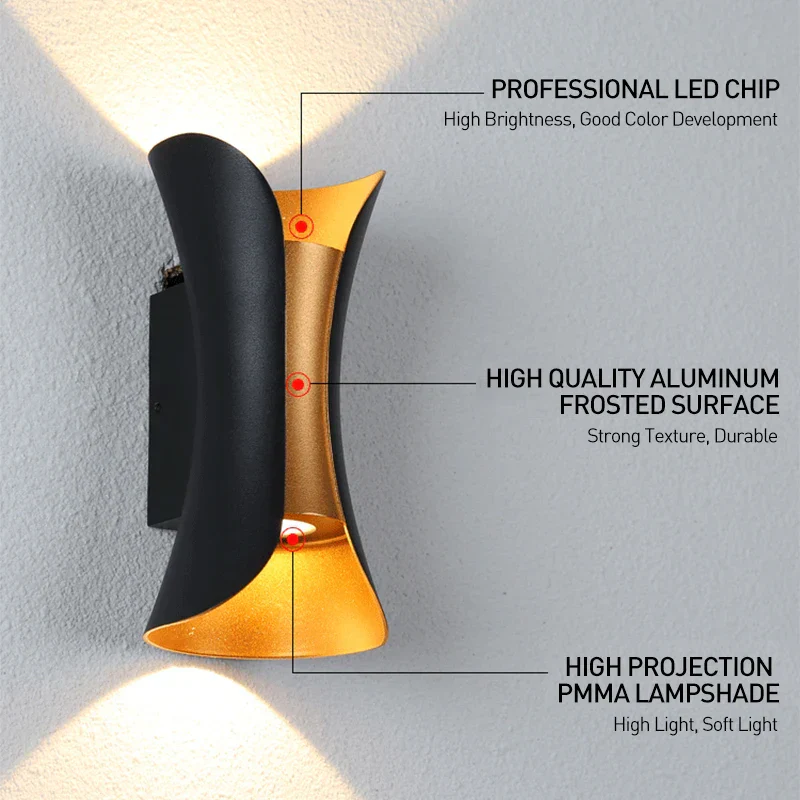 IP65 LED Outdoor Wall Light – 6W/10W Waterproof Aluminum Sconce for Porch Garden - Image 4