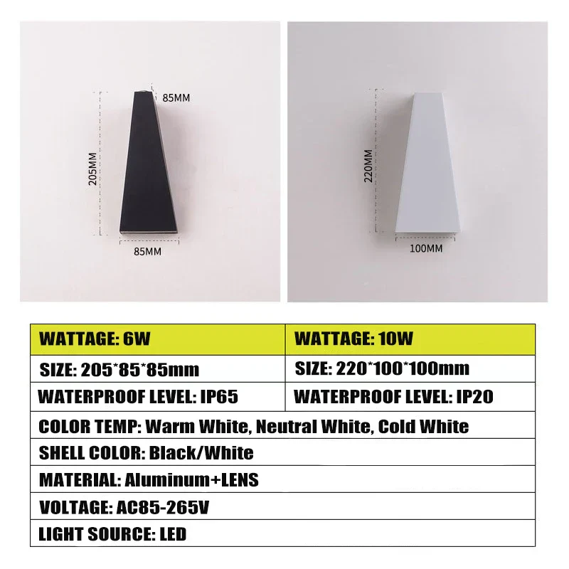 IP65 Waterproof LED Outdoor Wall Sconce Aluminum Porch Garden Modern Light - Image 3
