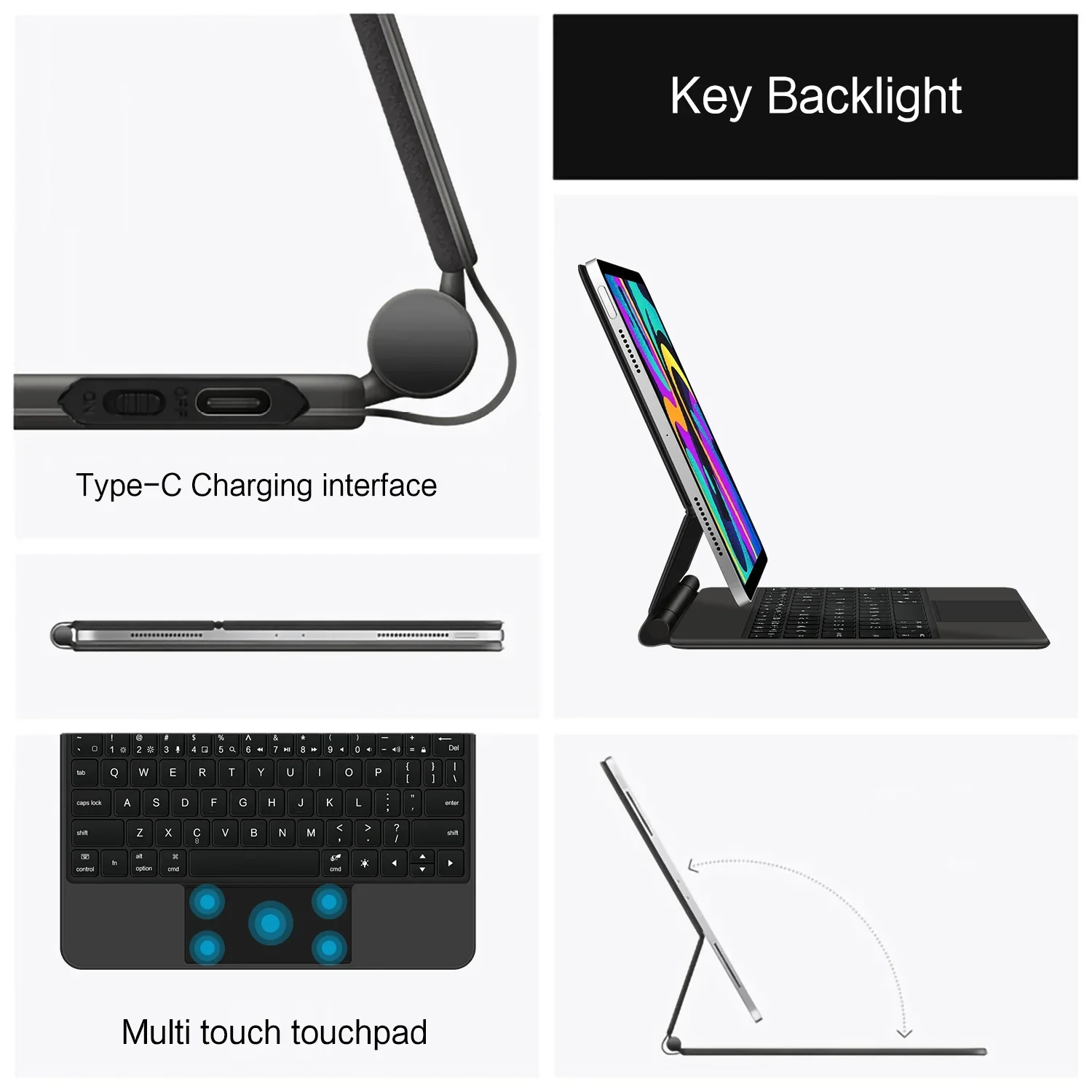 iPad 11 Inch Keyboard Case A16 10th/11th Gen Backlit Magic Smart Cover - Image 4