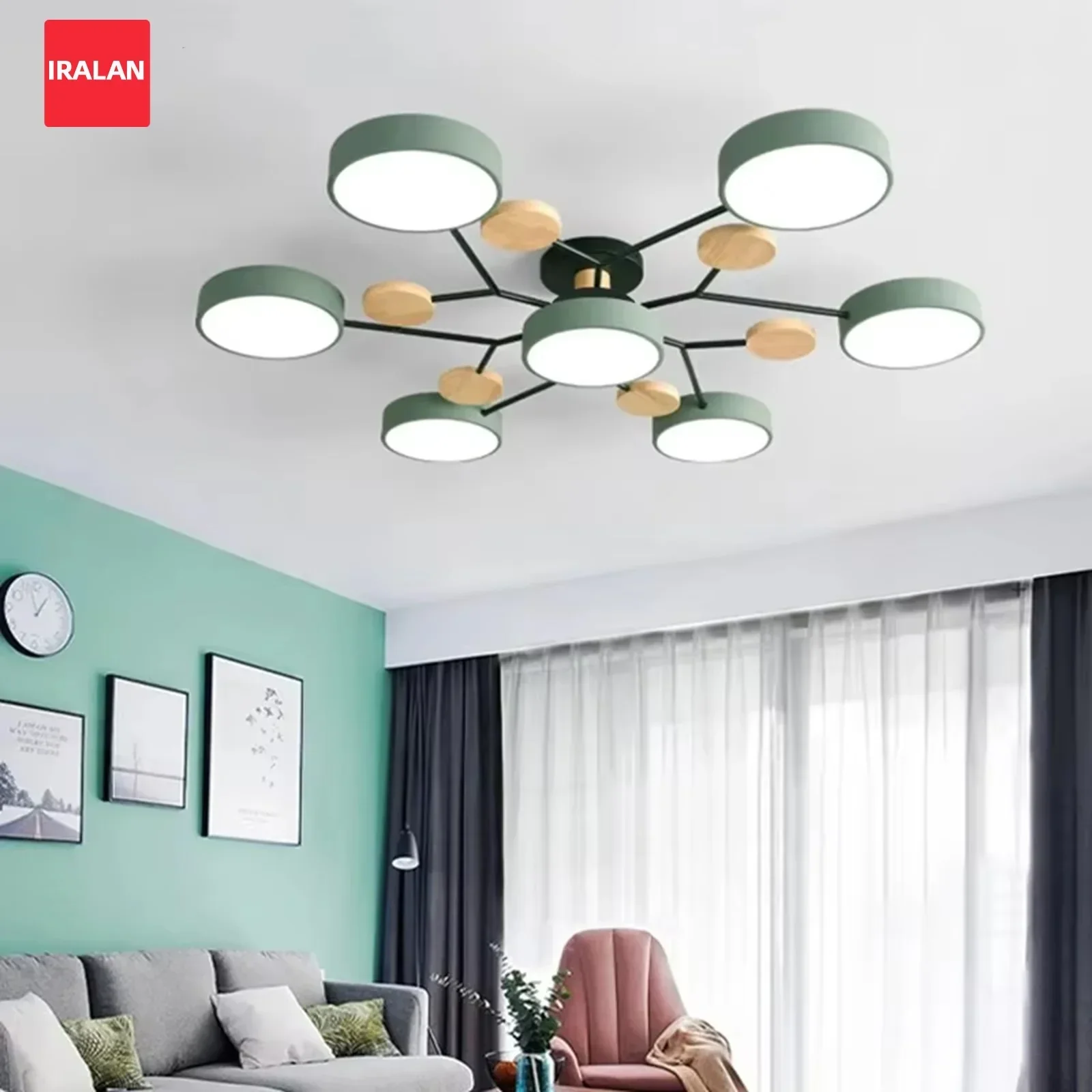 IRALAN LED Ceiling Chandelier 3-Color Pendant Light for Bedroom Living Room Hotel - Image 4