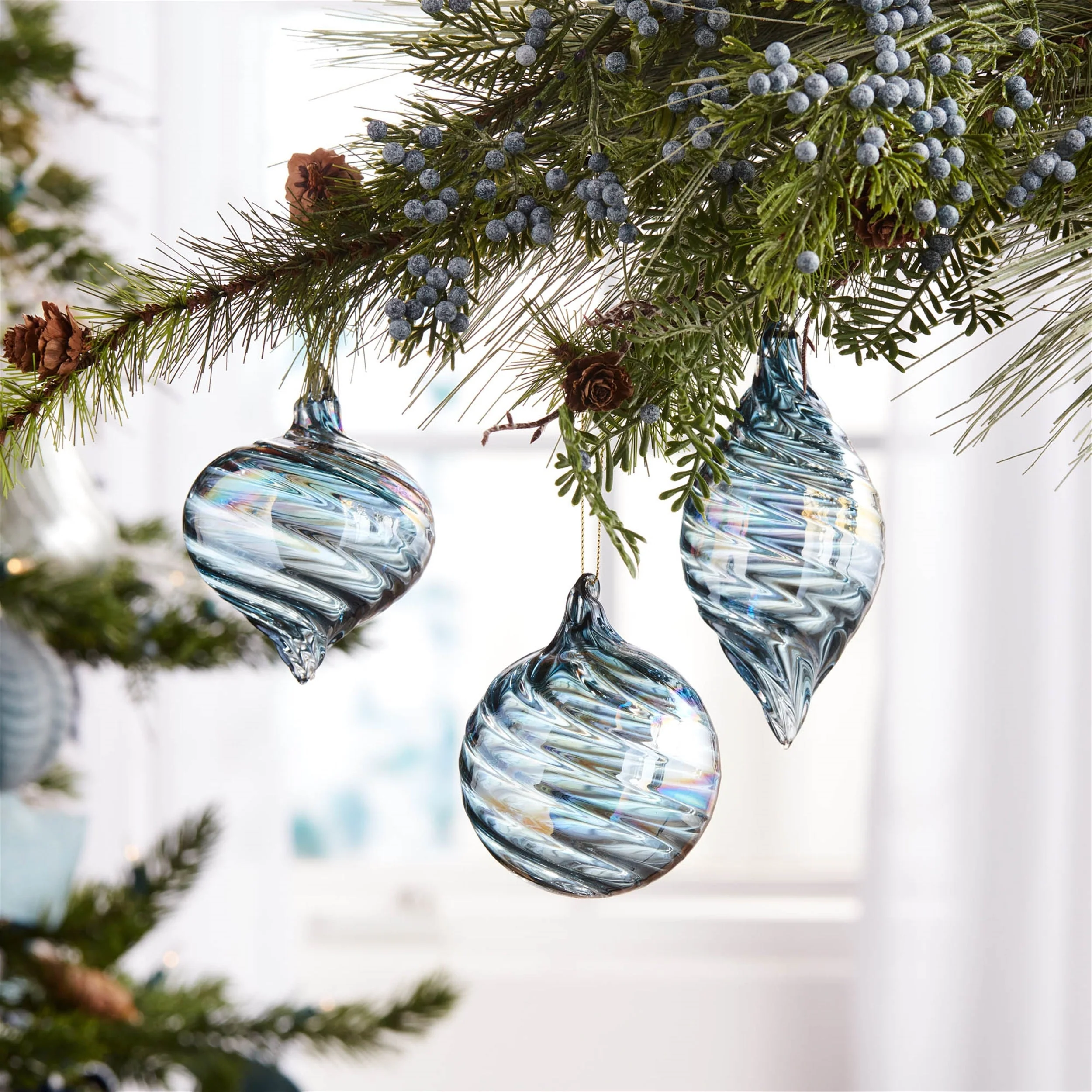 Iridescent Swirl Glass Ornament (Set of 12) - Image 2