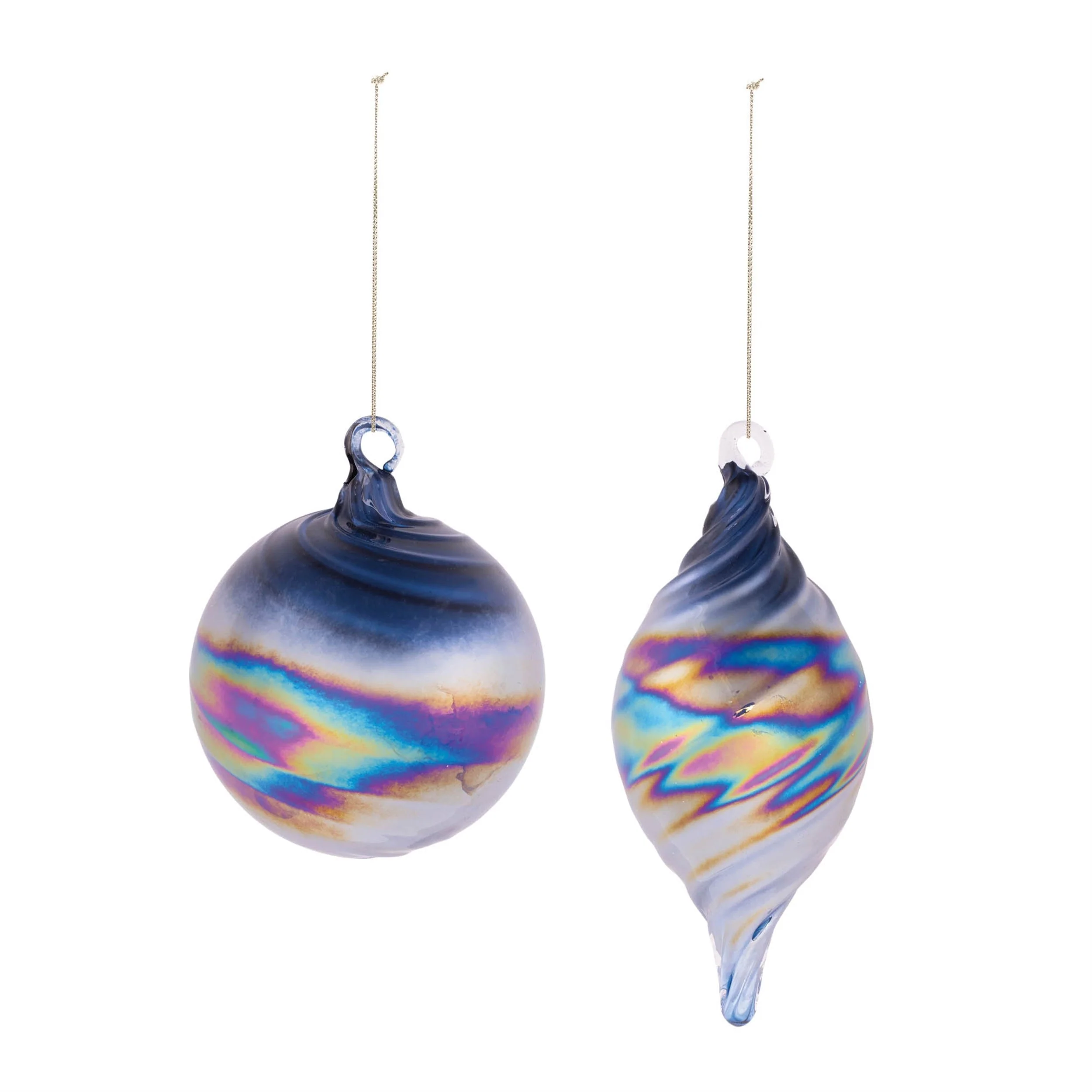 Iridescent Swirled Glass Ornament (Set of 12) - Image 2