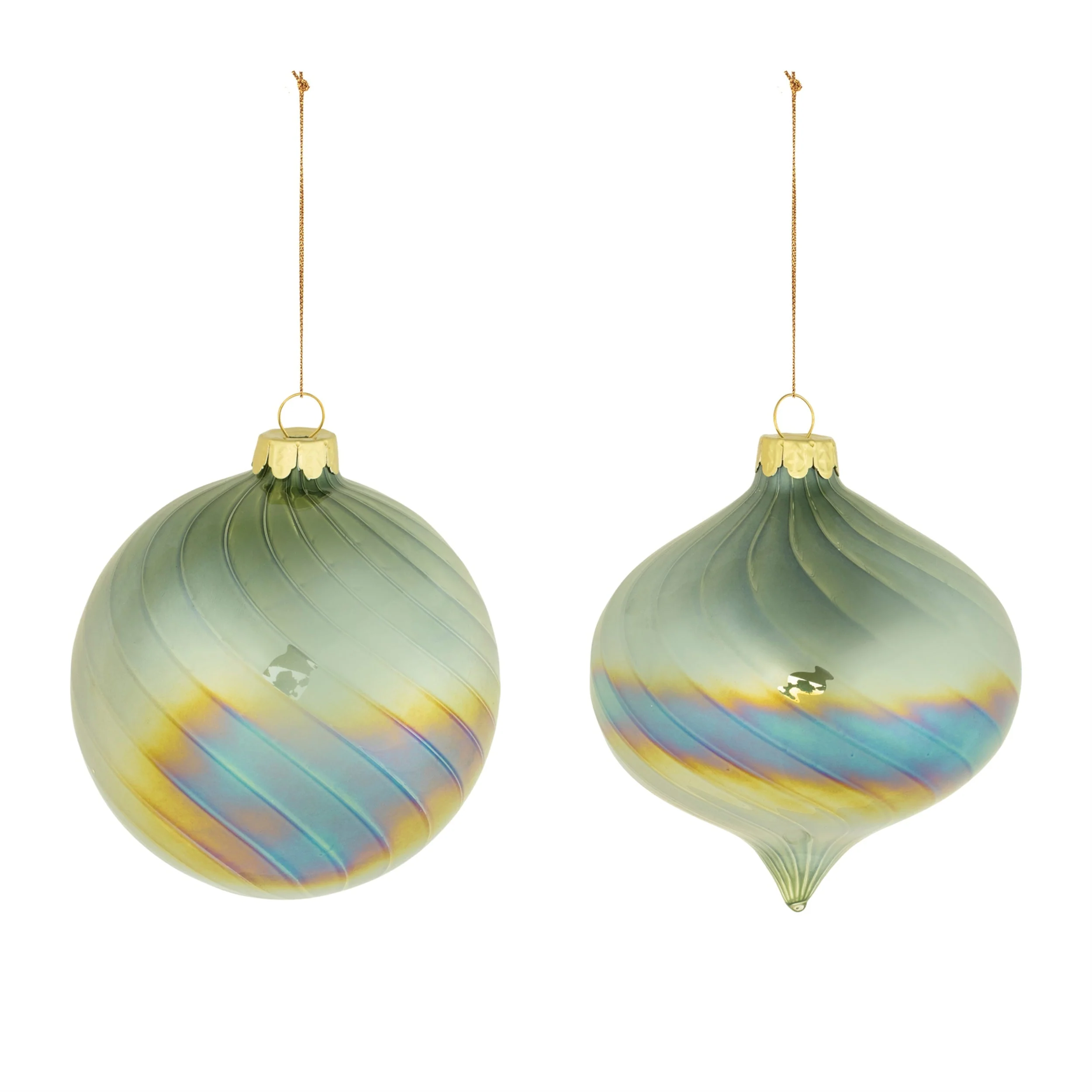 Iridescent Swirled Glass Ornament (Set of 6) - Image 2