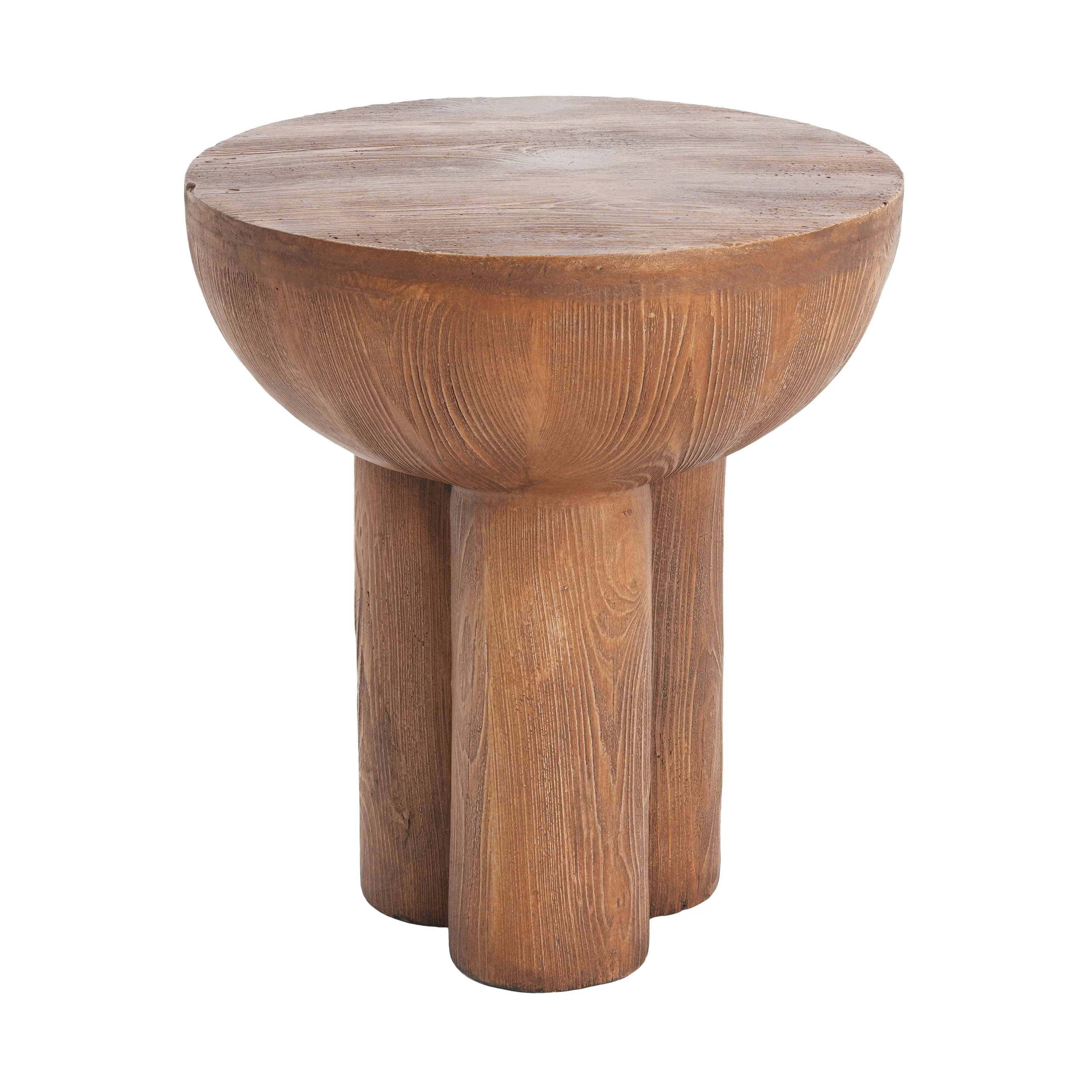 Iris Outdoor Patio Three-Legged Wood-Grain Side Table - Image 10