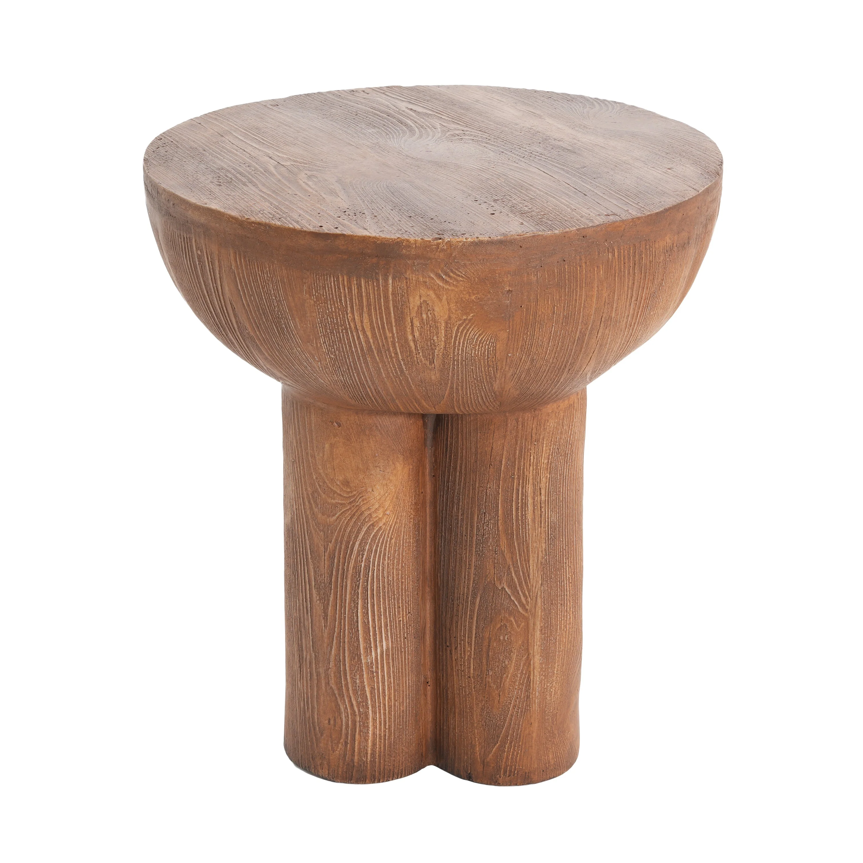 Iris Outdoor Patio Three-Legged Wood-Grain Side Table - Image 11