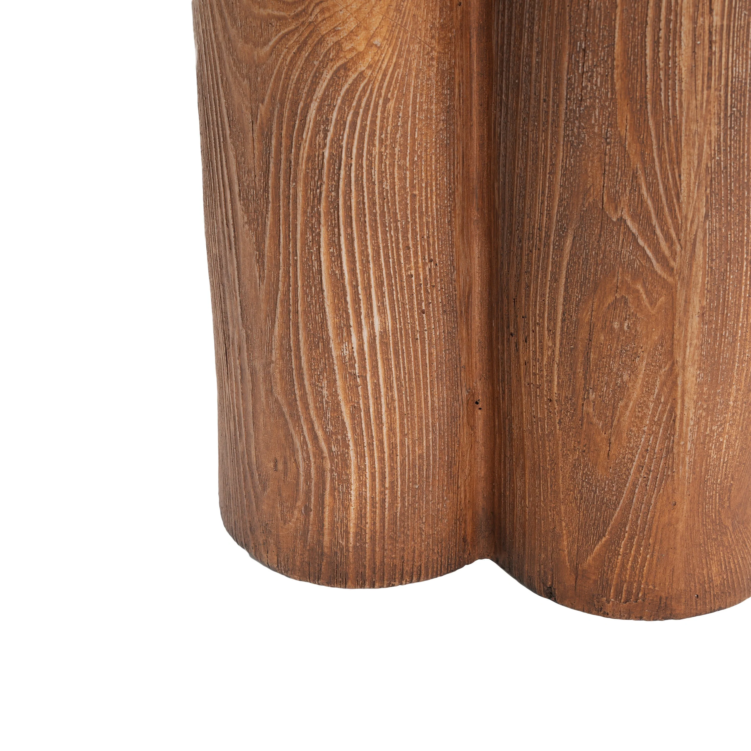 Iris Outdoor Patio Three-Legged Wood-Grain Side Table - Image 16