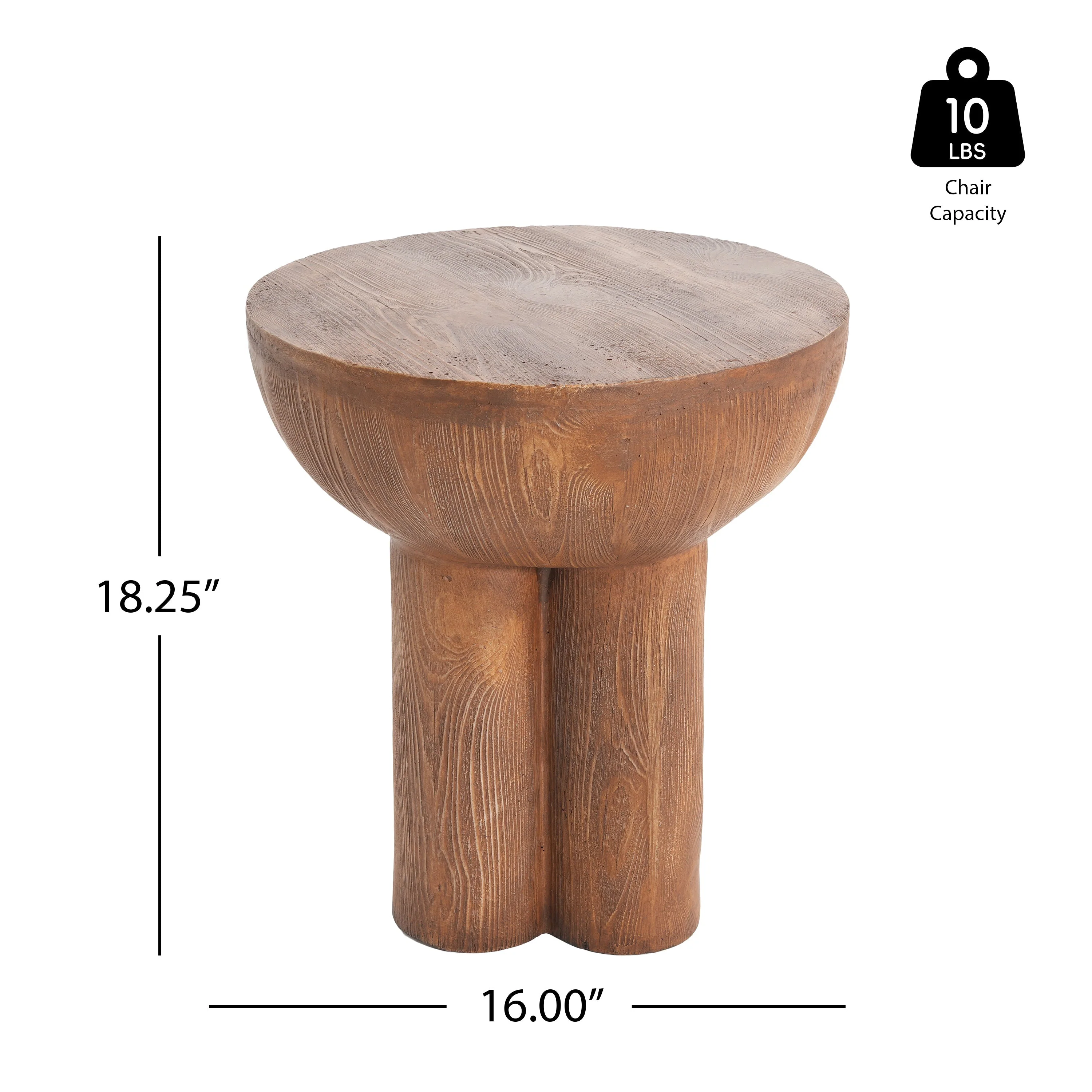 Iris Outdoor Patio Three-Legged Wood-Grain Side Table - Image 7