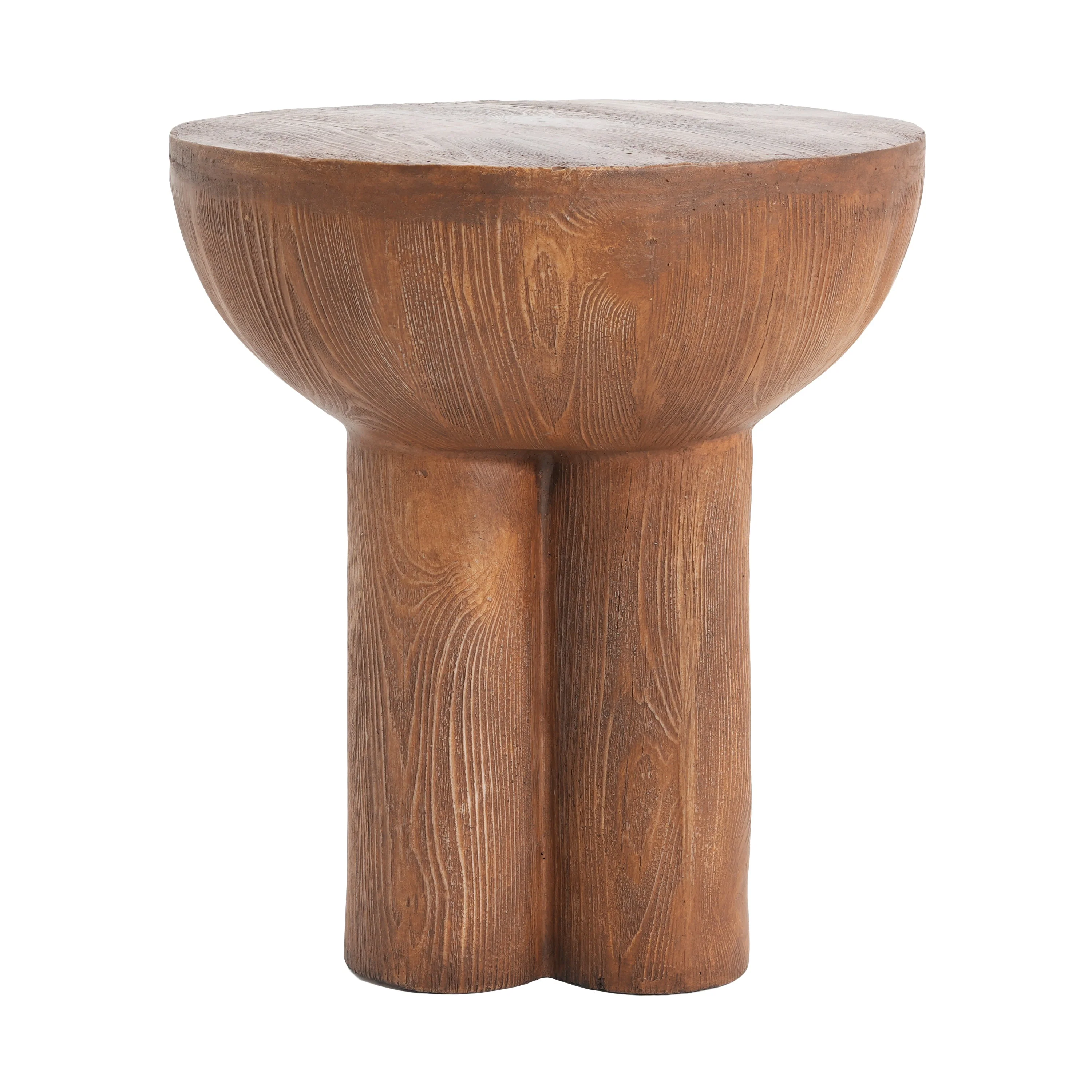 Iris Outdoor Patio Three-Legged Wood-Grain Side Table - Image 8