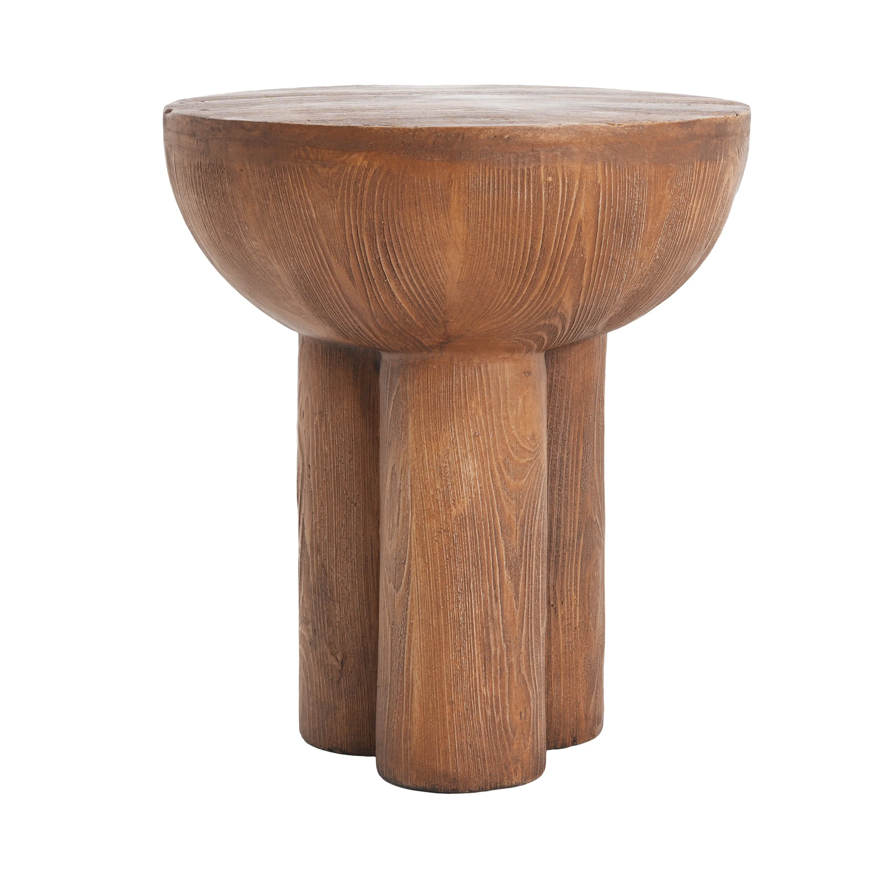 Iris Outdoor Patio Three-Legged Wood-Grain Side Table - Image 9