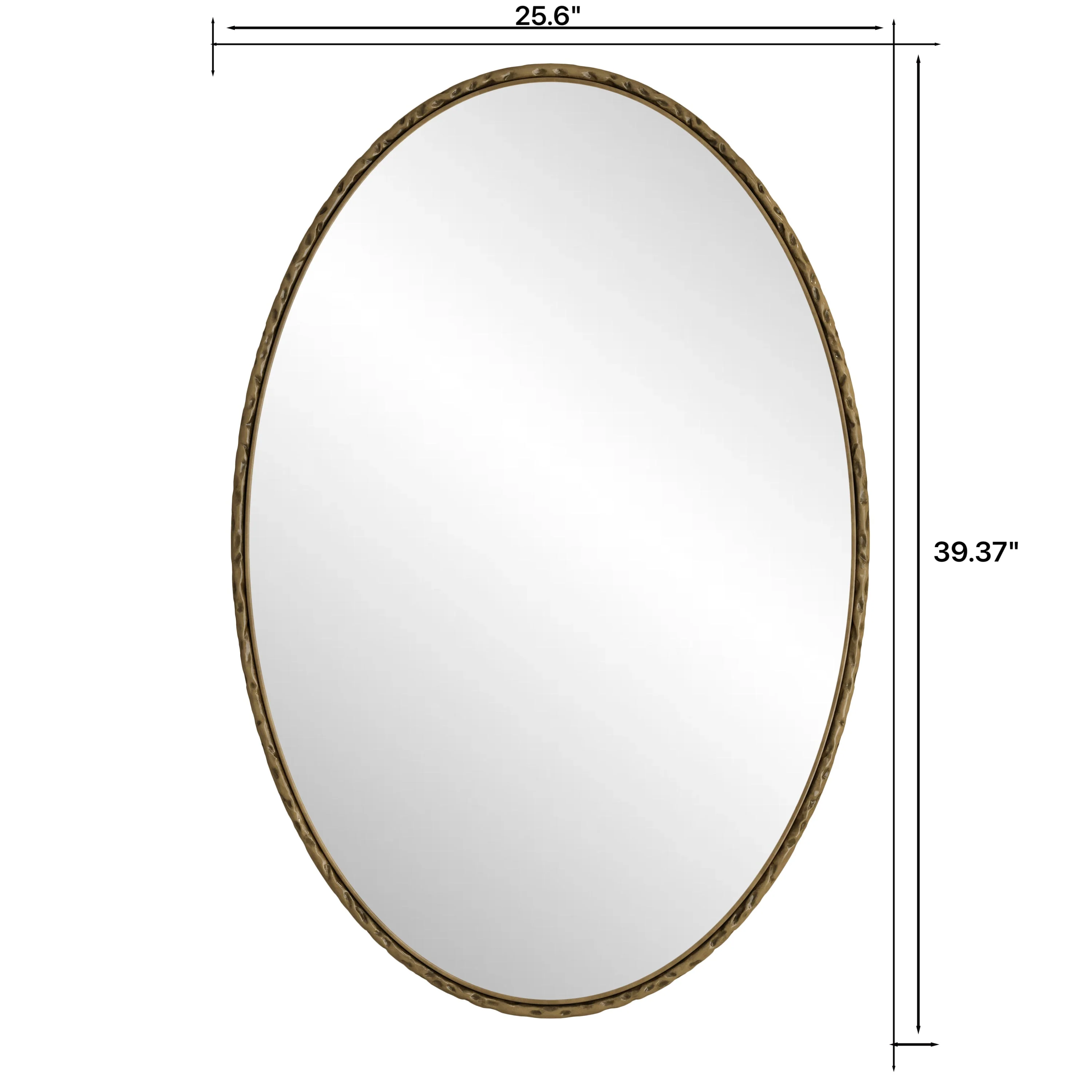 Iron Art Oval Retro Mirror in Gold with Antique Effect - Image 3