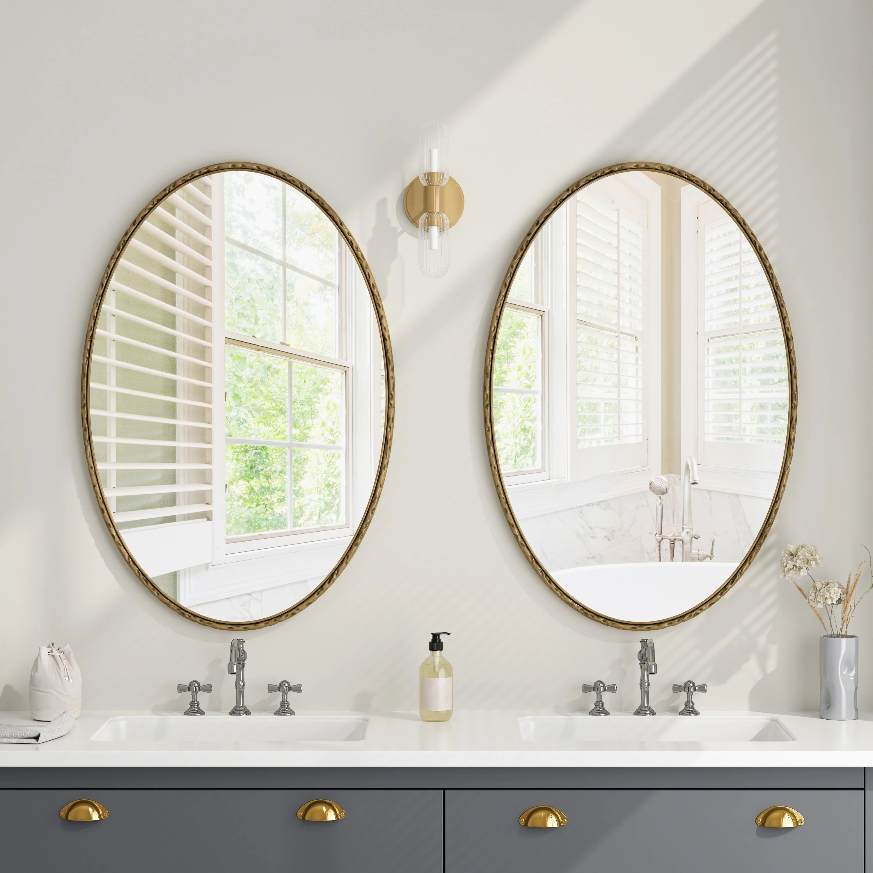 Iron Art Oval Retro Mirror in Gold with Antique Effect - Image 5
