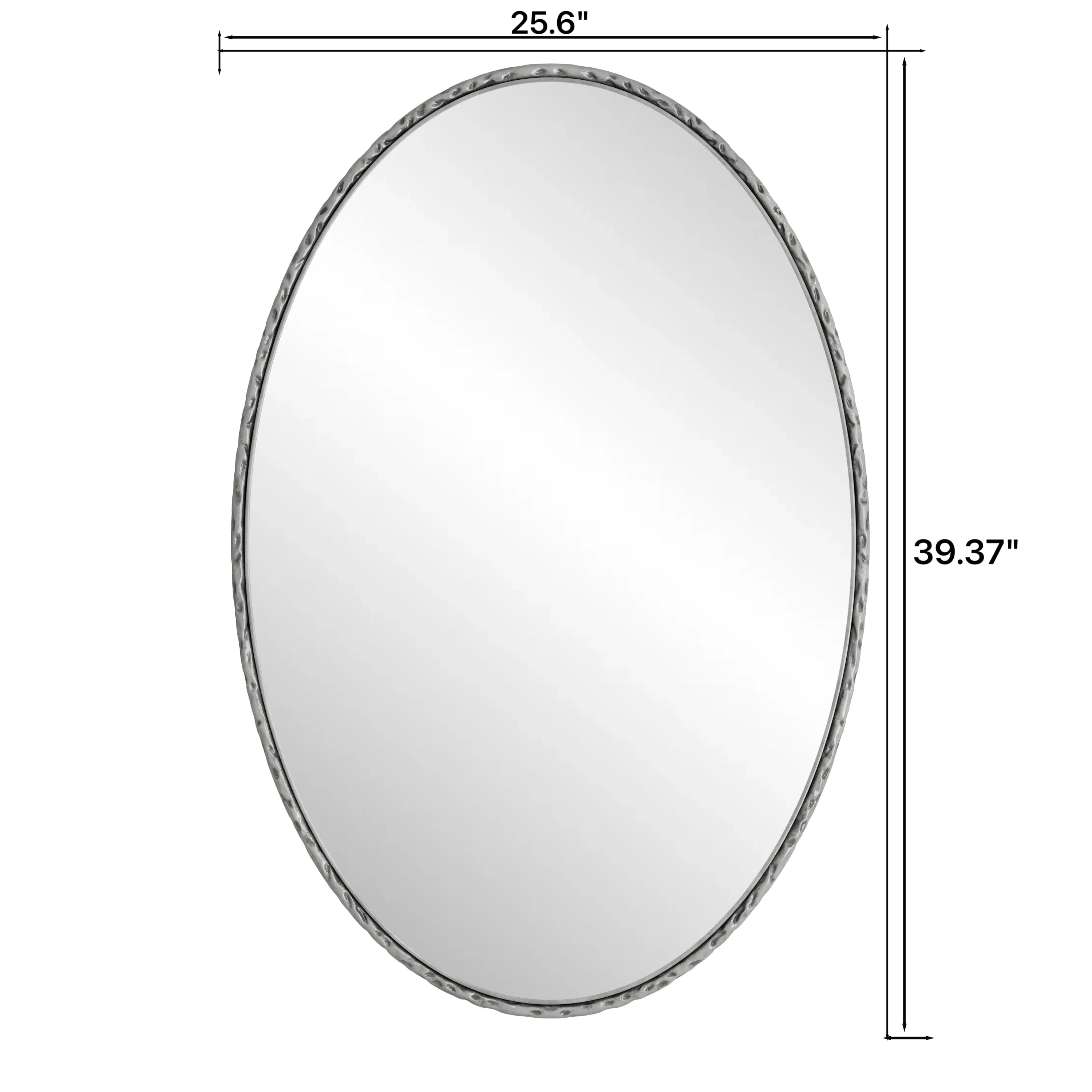 Iron Art Oval Retro Mirror with Antique Effect in Silver - Image 3