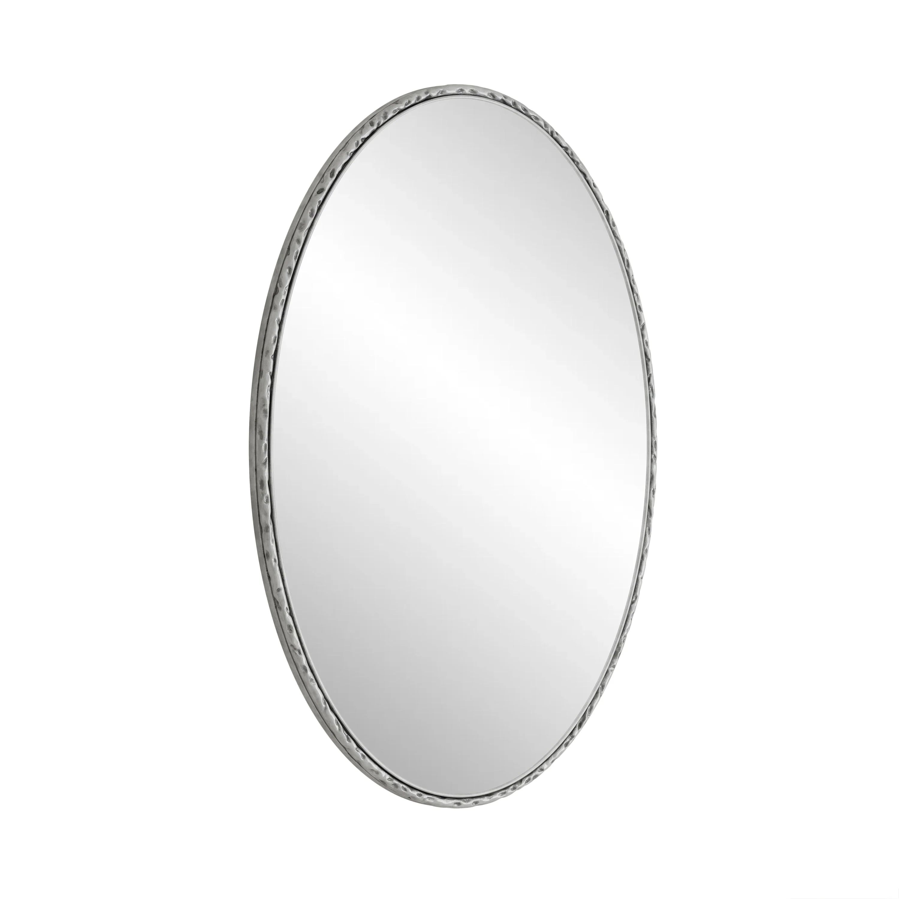 Iron Art Oval Retro Mirror with Antique Effect in Silver - Image 6