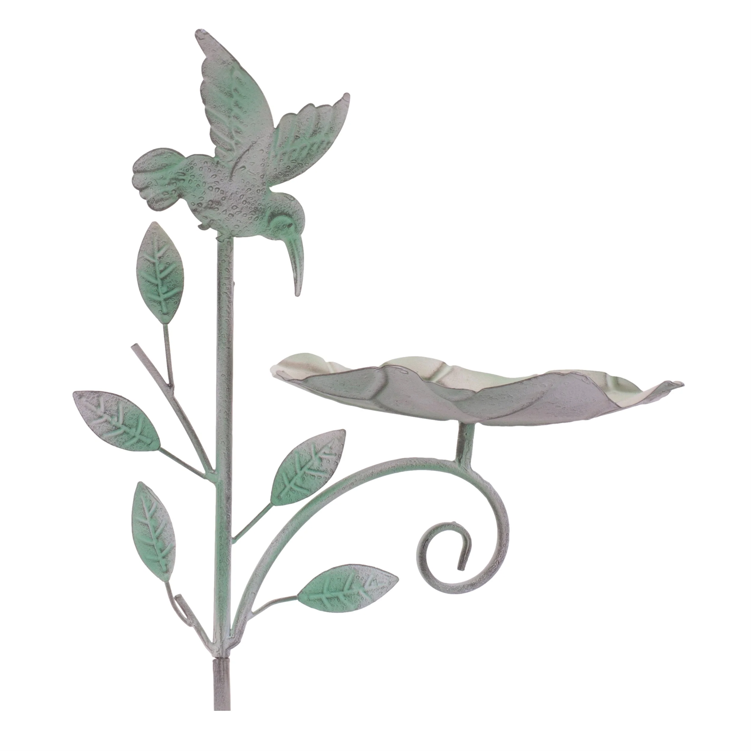 Iron Hummingbird Leaf Bird Feeder Garden Stake (Set of 2) - Image 2