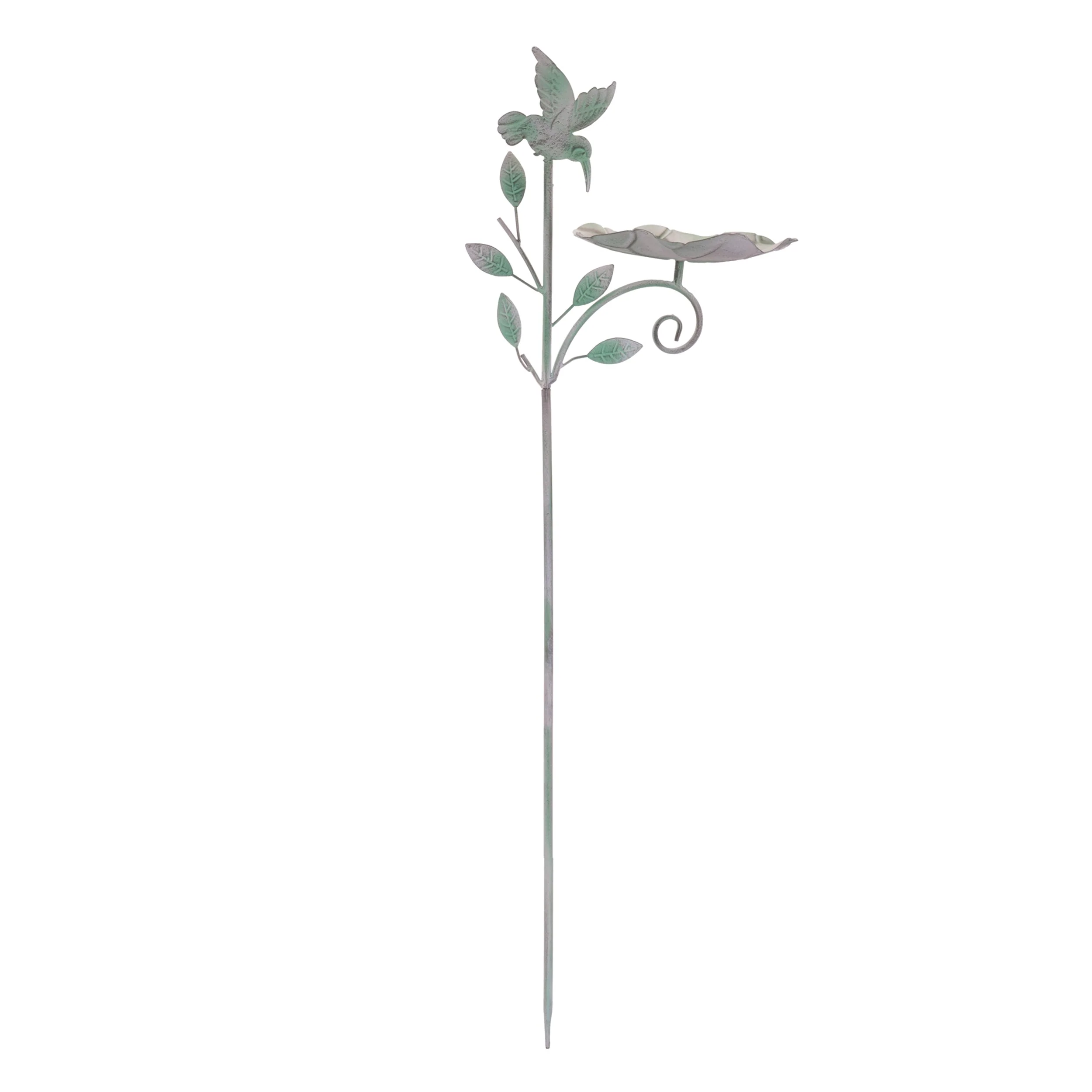 Iron Hummingbird Leaf Bird Feeder Garden Stake (Set of 2) - Image 3