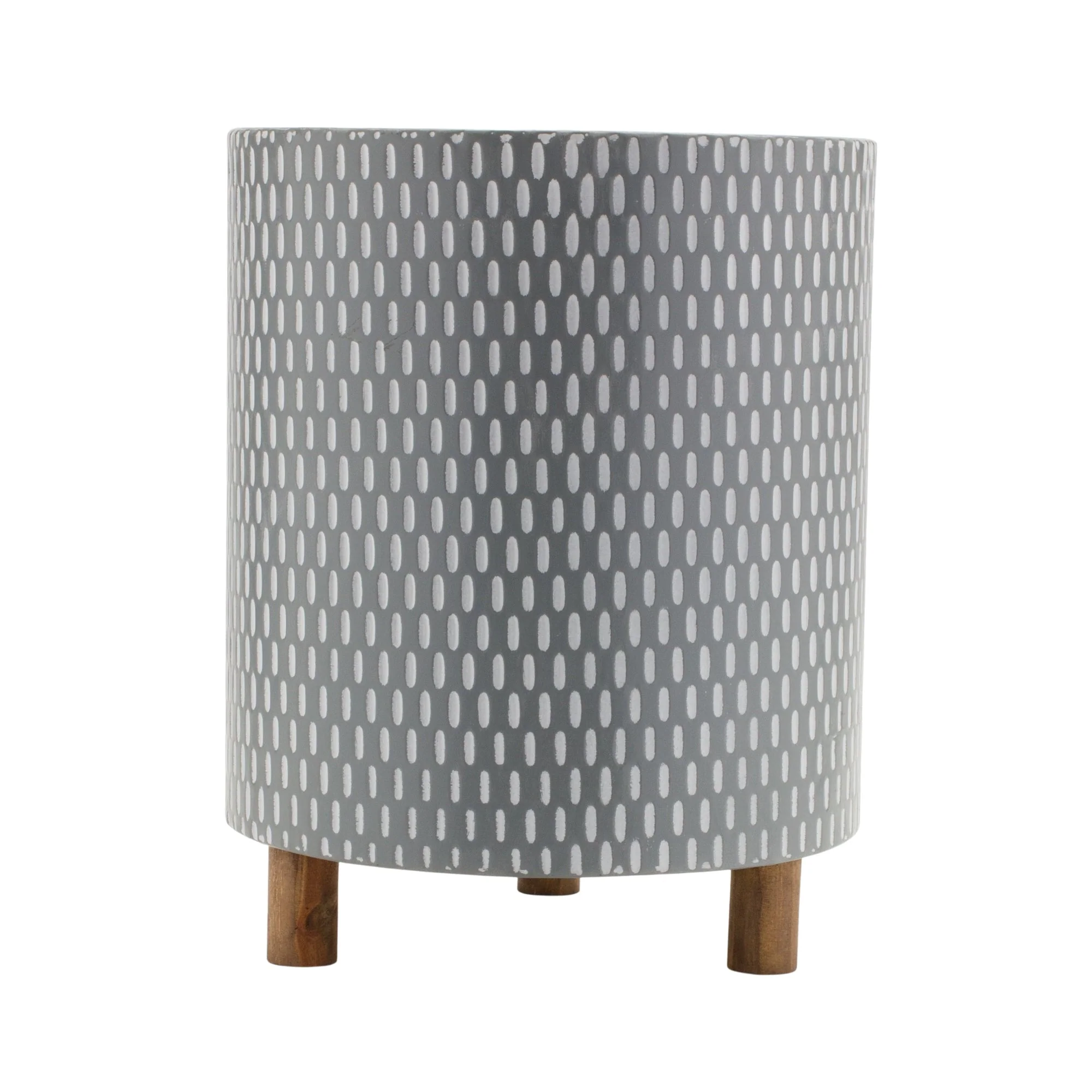 Iron Metal Planter with Geometric Design and Wood Legs (Set of 3) - Image 3