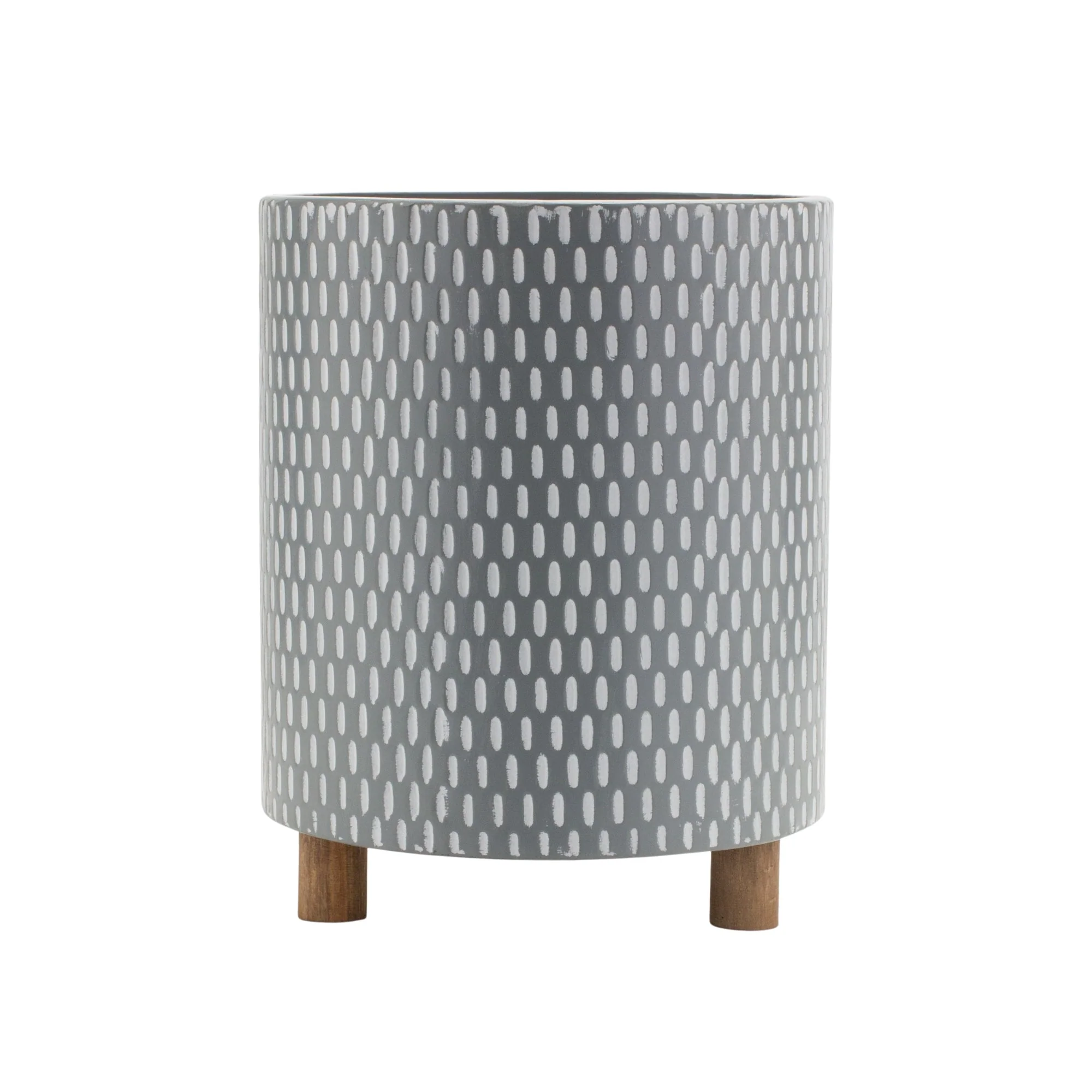 Iron Metal Planter with Geometric Design and Wood Legs (Set of 3) - Image 4