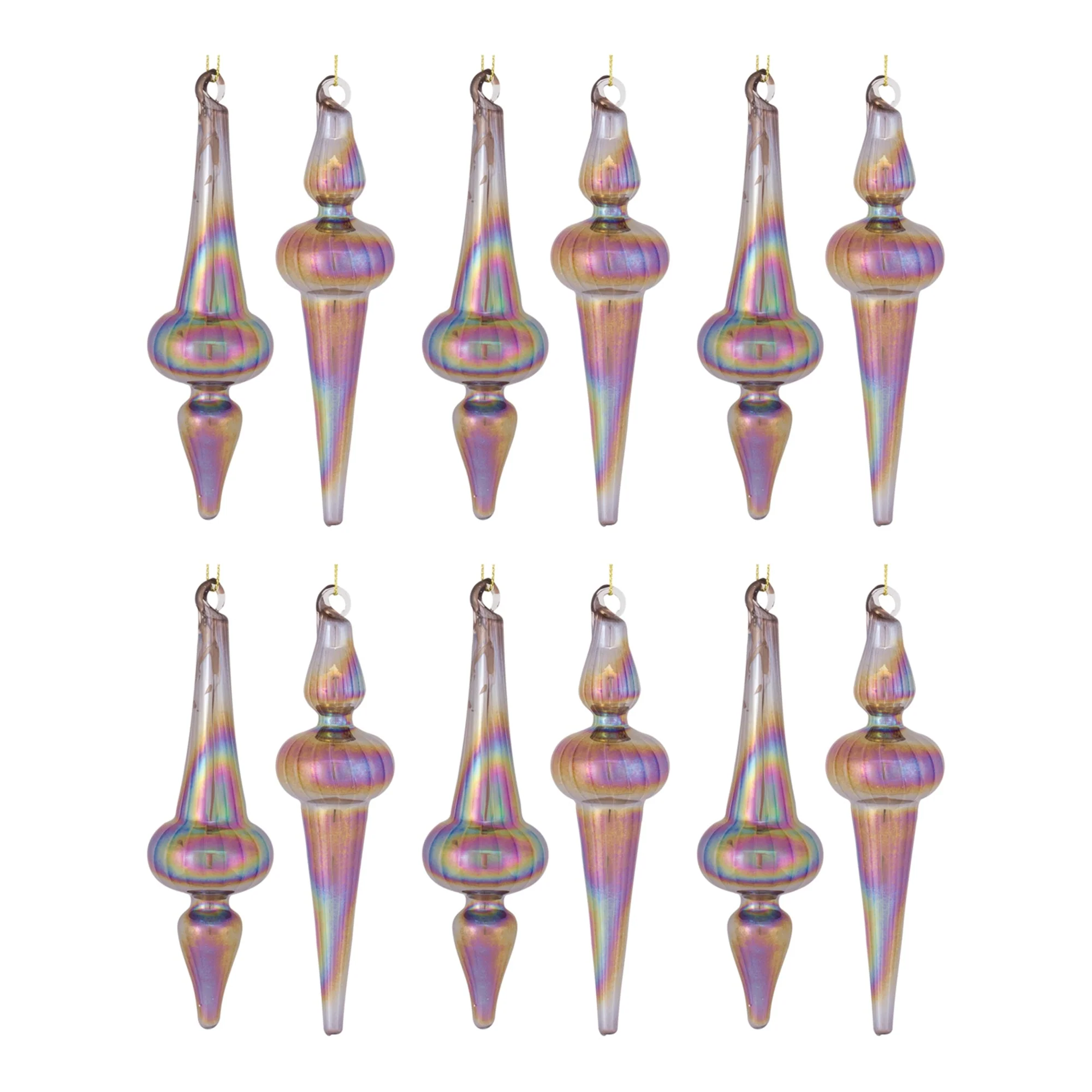 Irredescent Glass Finial Drop Ornament (Set of 12) - Image 5