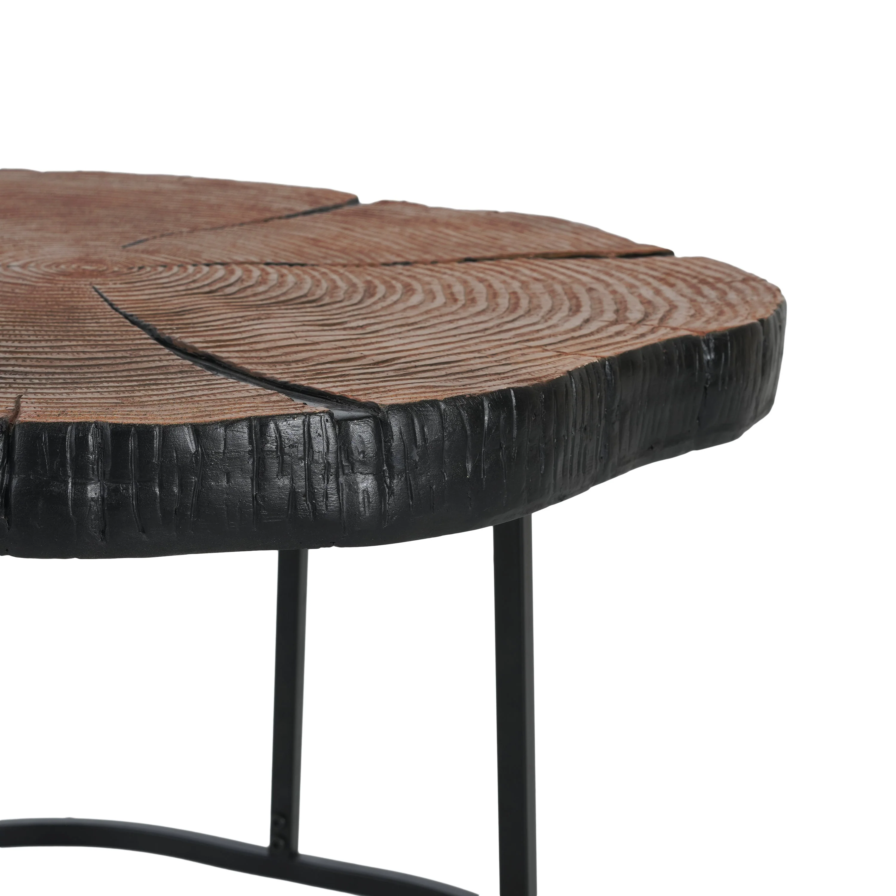 Irregular Coffee Table, 27" Modern MGO Top with Natural Wood & Black Metal Base - Image 7