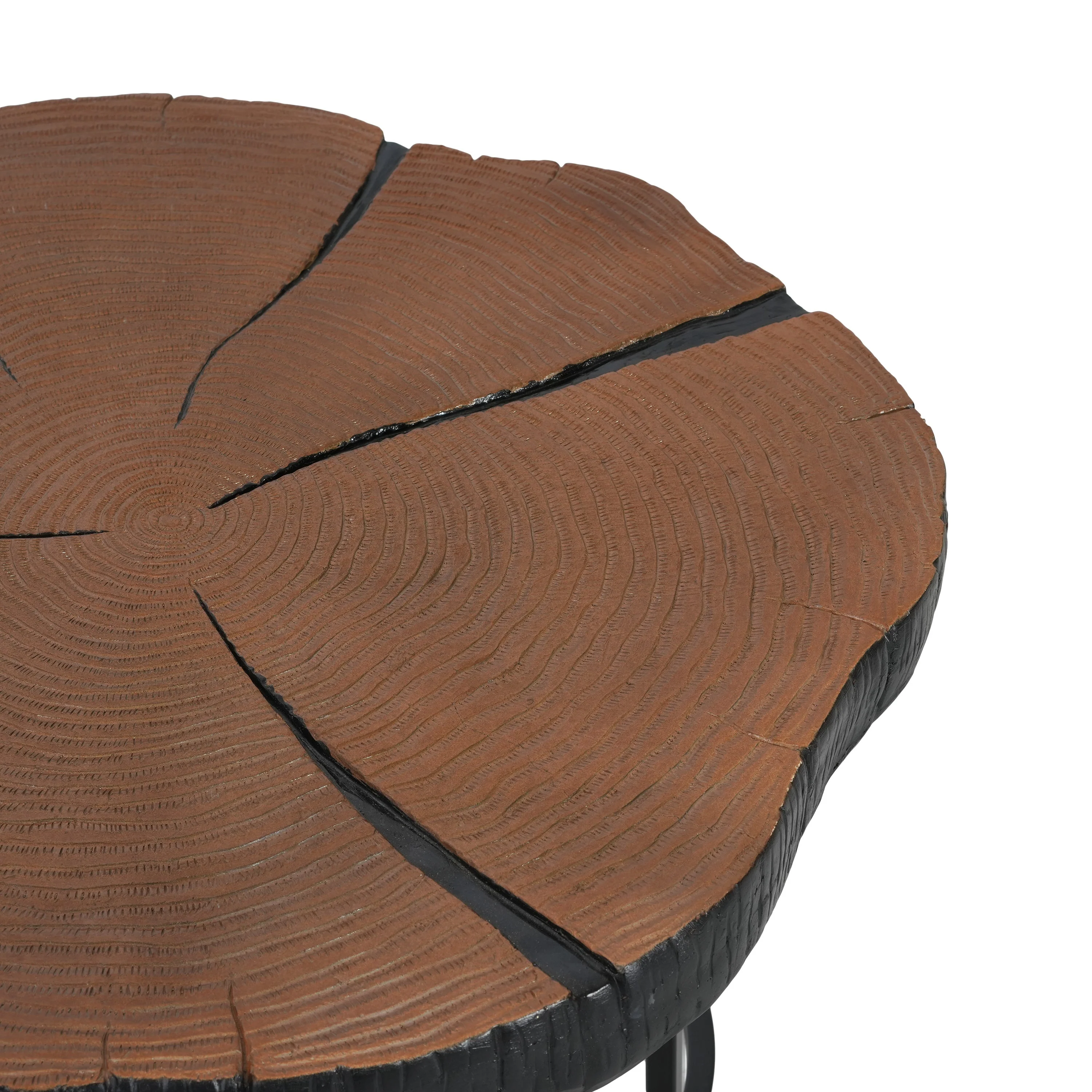 Irregular Coffee Table, 27" Modern MGO Top with Natural Wood & Black Metal Base - Image 9