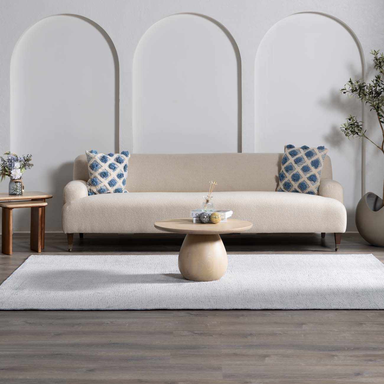 Isako Blue & Gray Solid Washable Area Rug - Clearance - Image 2