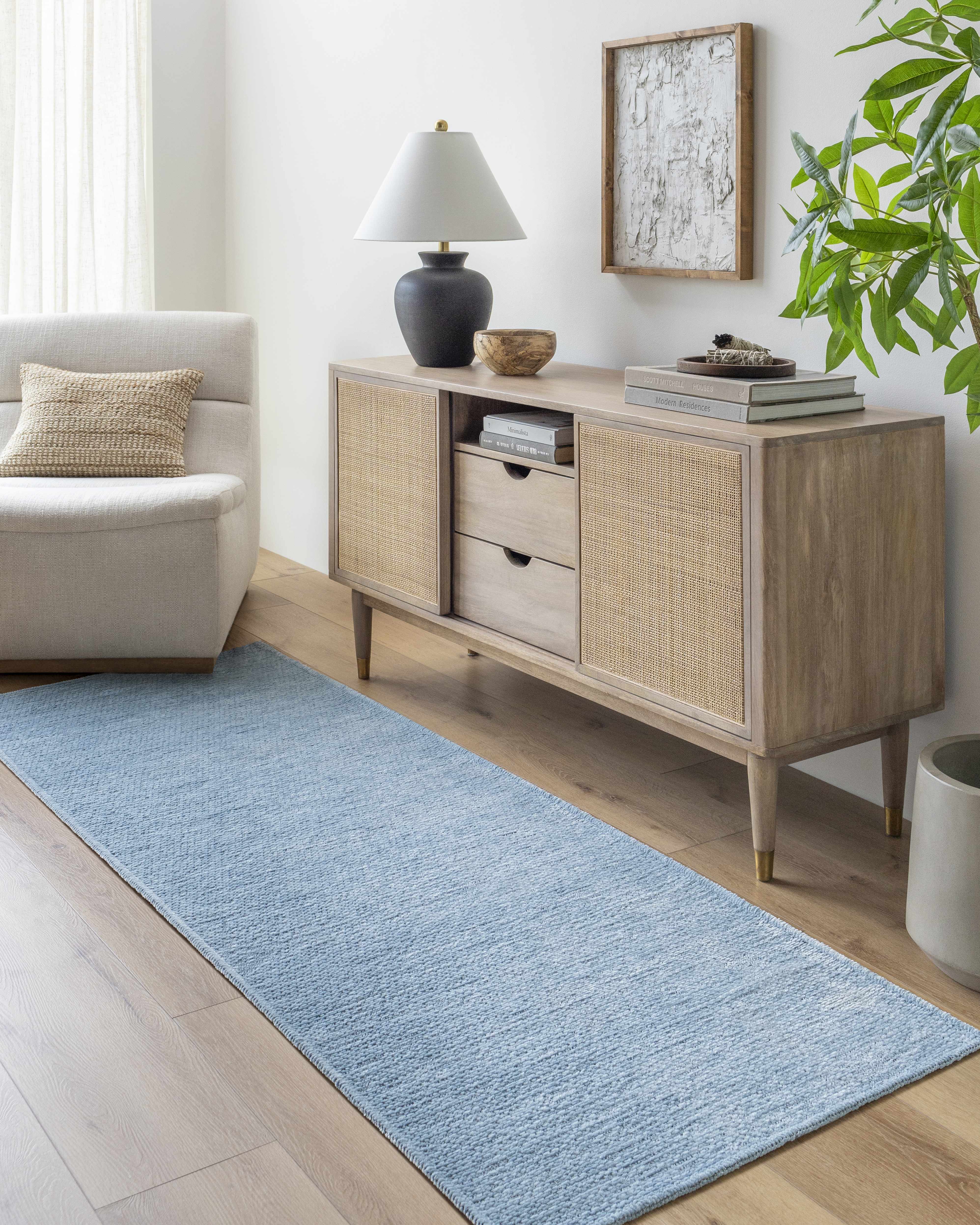 Isako Blue Solid Washable Area Rug - Clearance - Image 11
