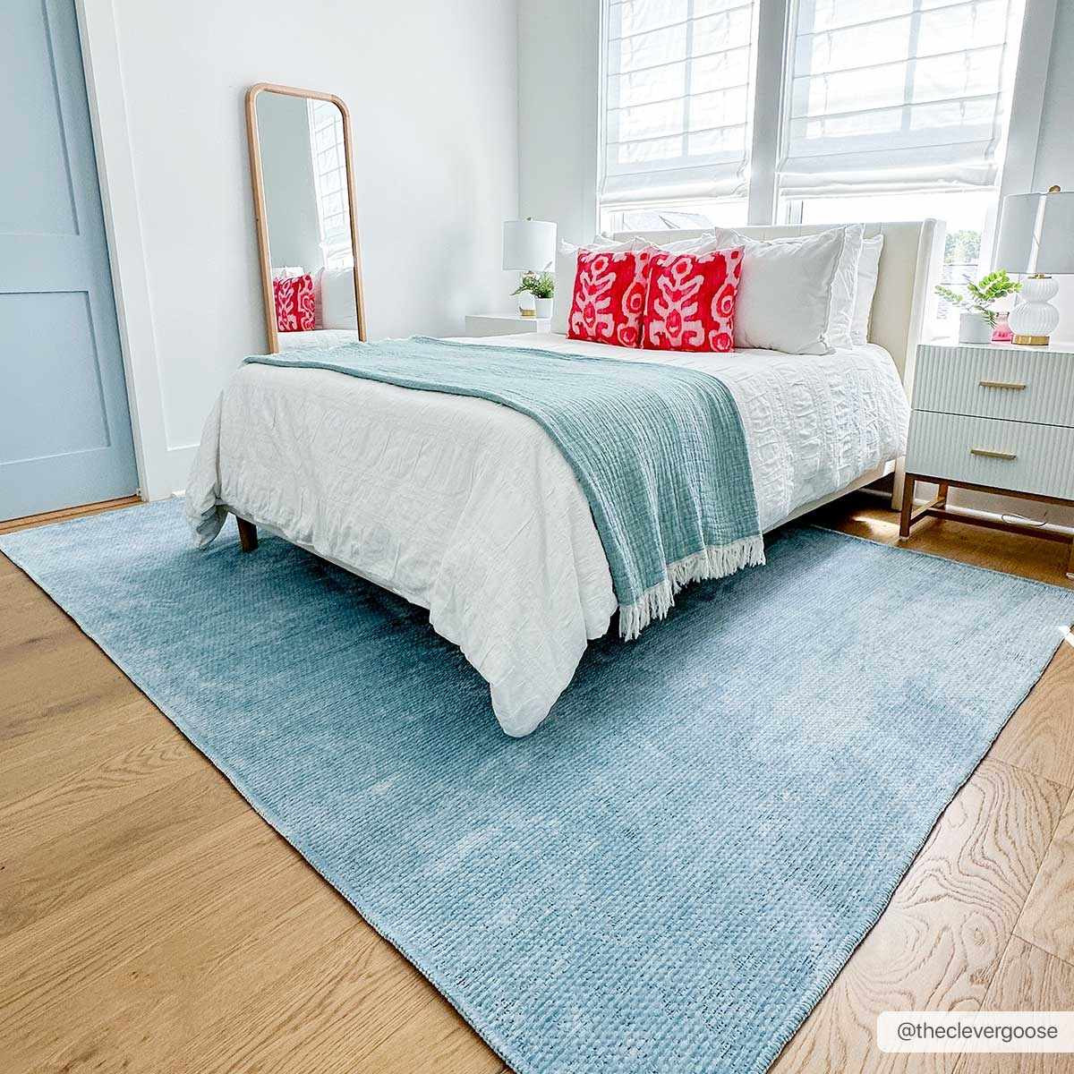 Isako Blue Solid Washable Area Rug - Clearance - Image 2