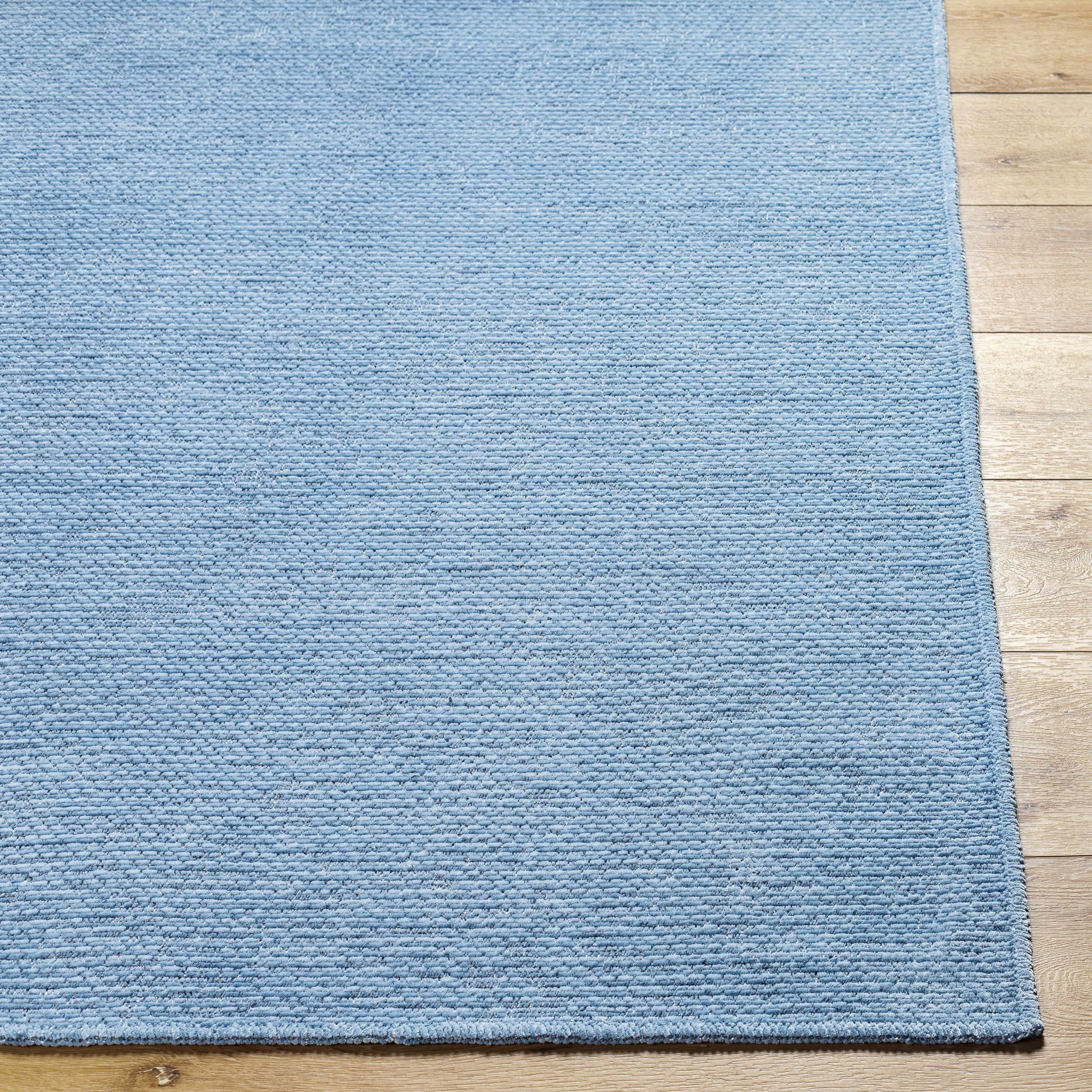 Isako Blue Solid Washable Area Rug - Clearance - Image 3