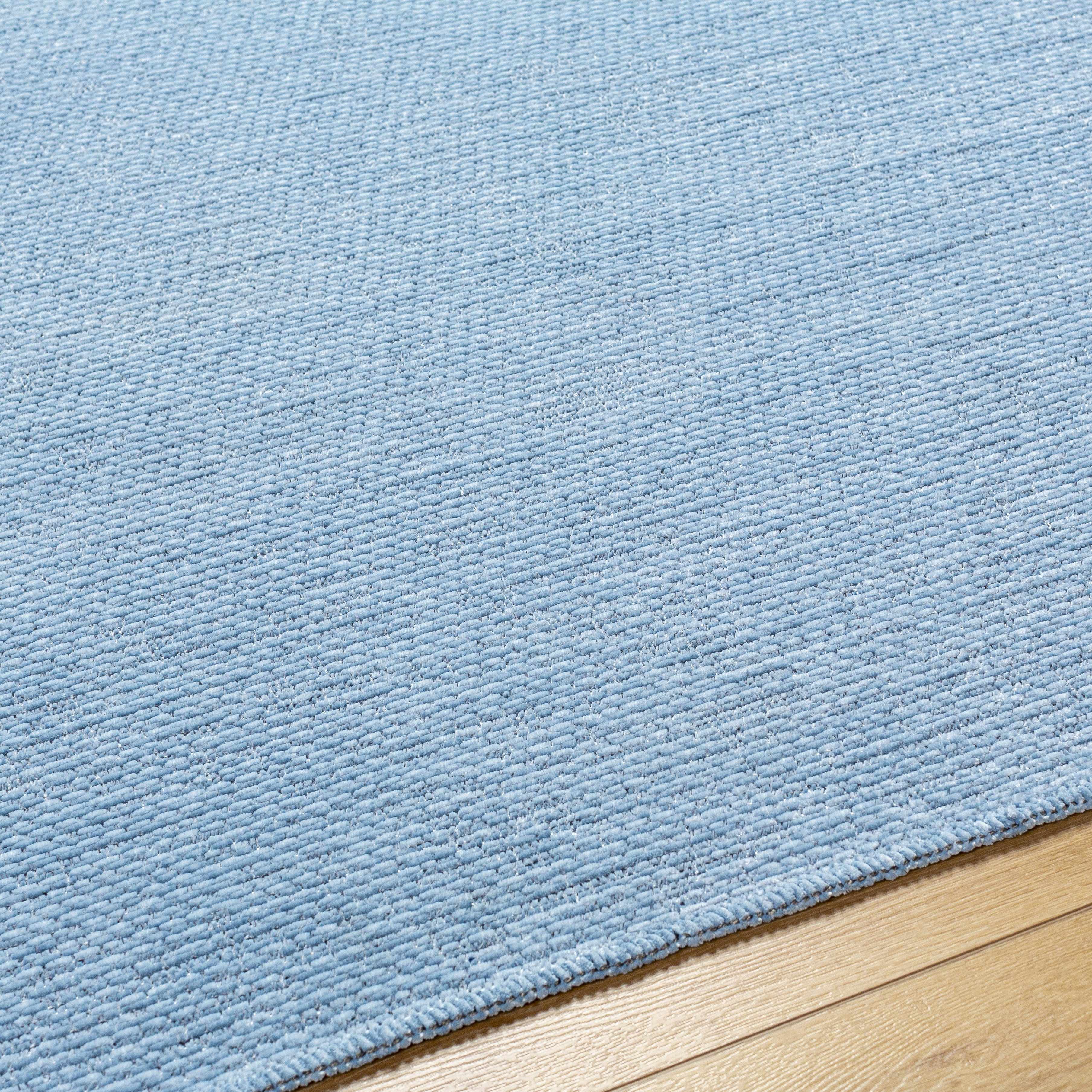 Isako Blue Solid Washable Area Rug - Clearance - Image 4