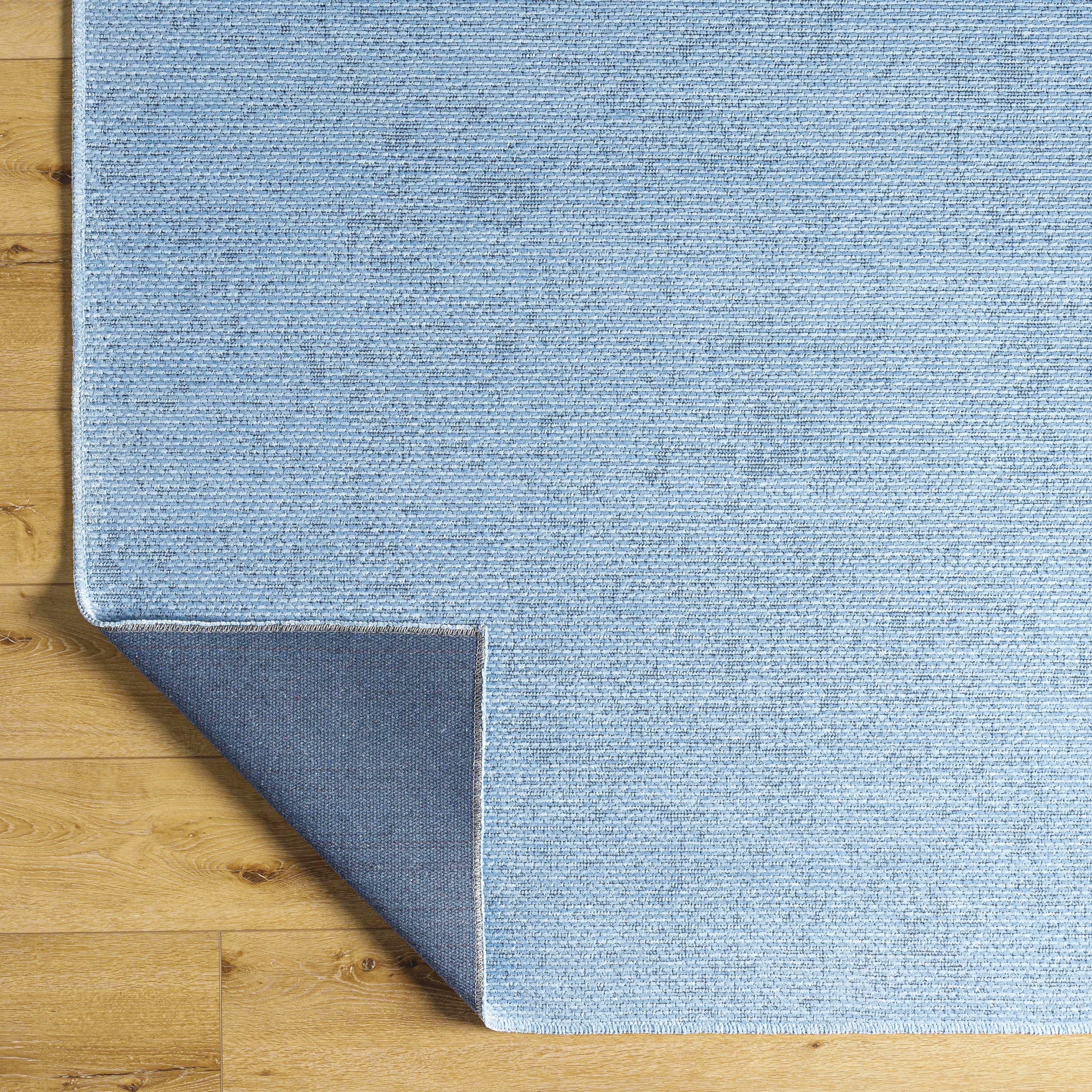 Isako Blue Solid Washable Area Rug - Clearance - Image 7