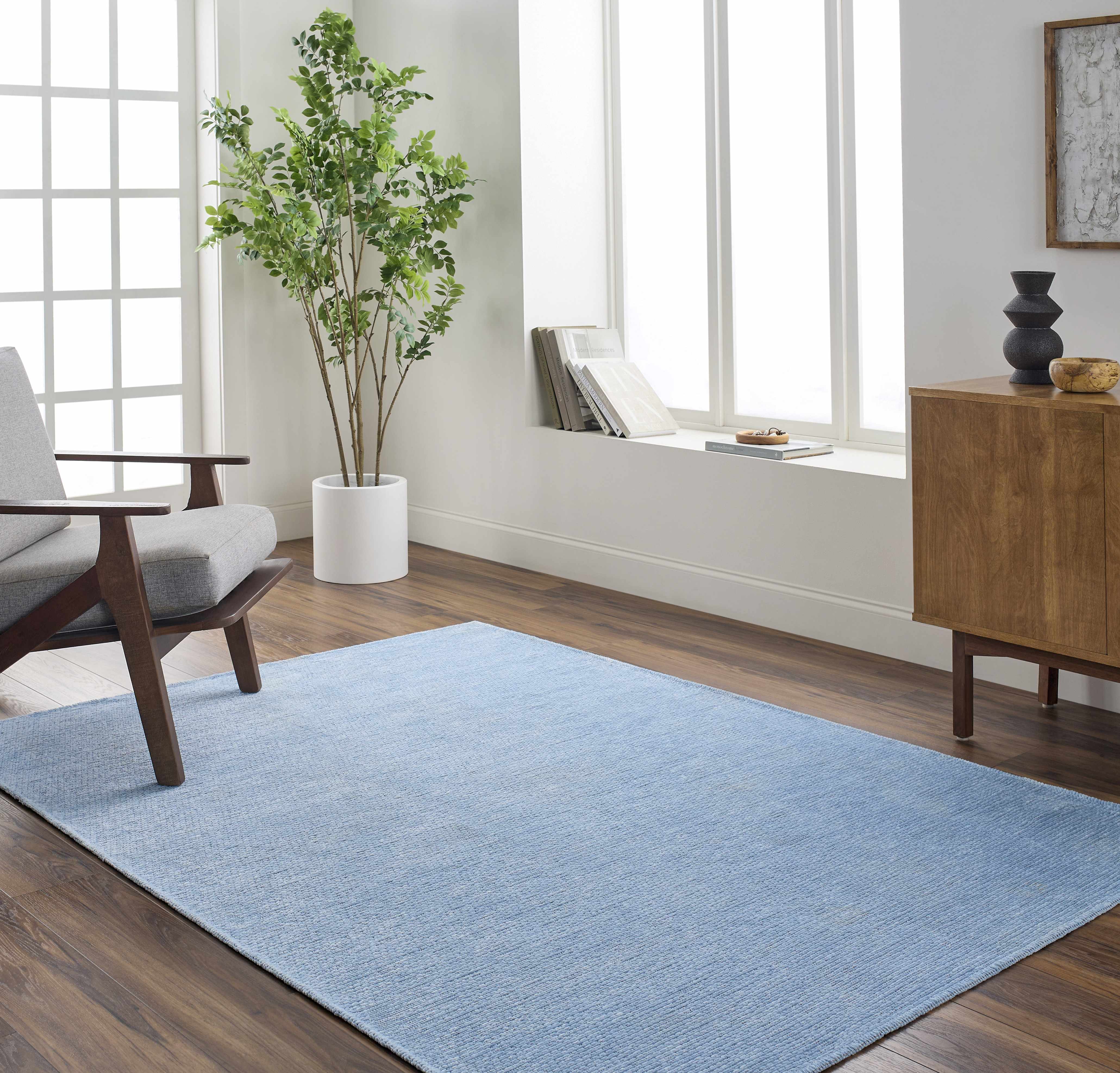 Isako Blue Solid Washable Area Rug - Clearance - Image 9