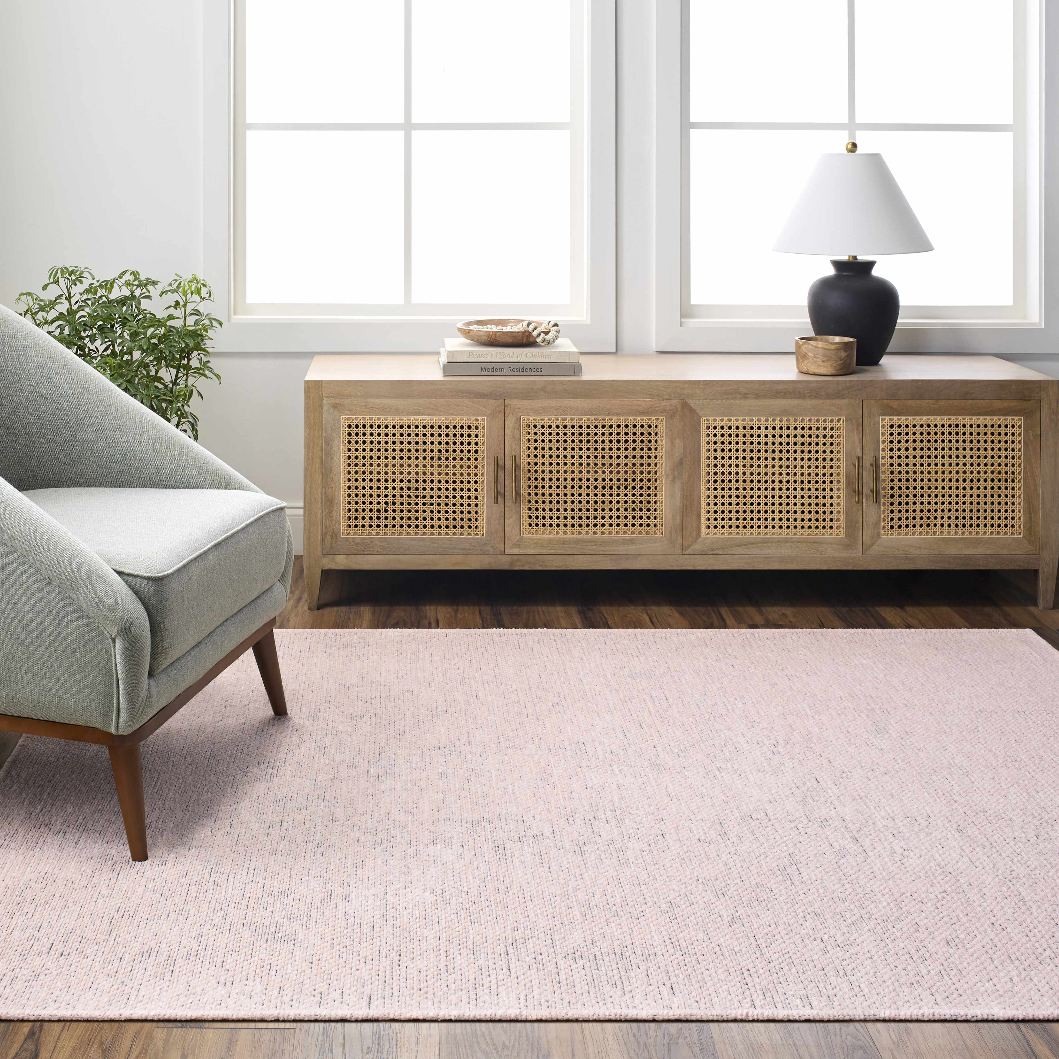 Isako Dusty Pink Solid Washable Area Rug - Clearance - Image 2