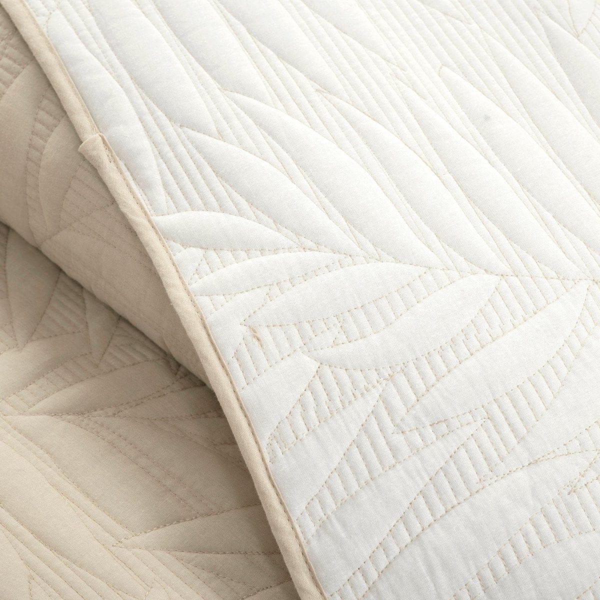 Isla Embroidered Leaf Reversible Cotton Quilt 3 Piece Set - Image 5