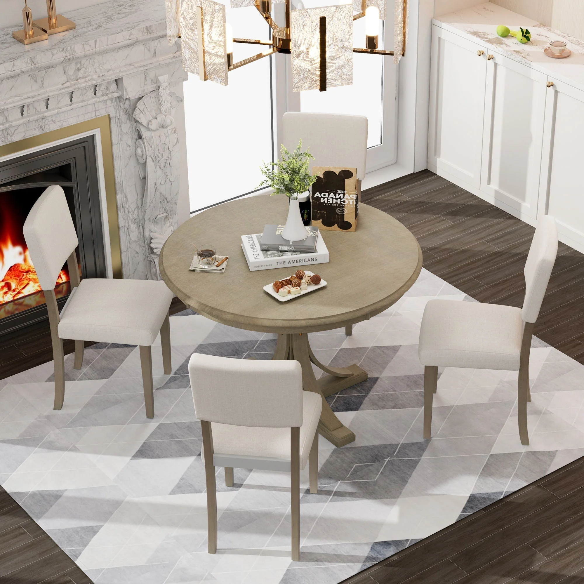 Isla Graceful Pedestal Dining Set for Four - Image 3