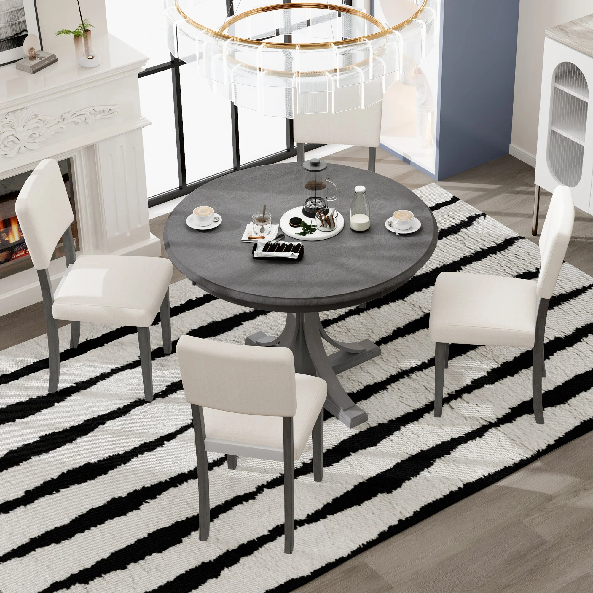 Isla Graceful Pedestal Dining Set for Four - Image 4