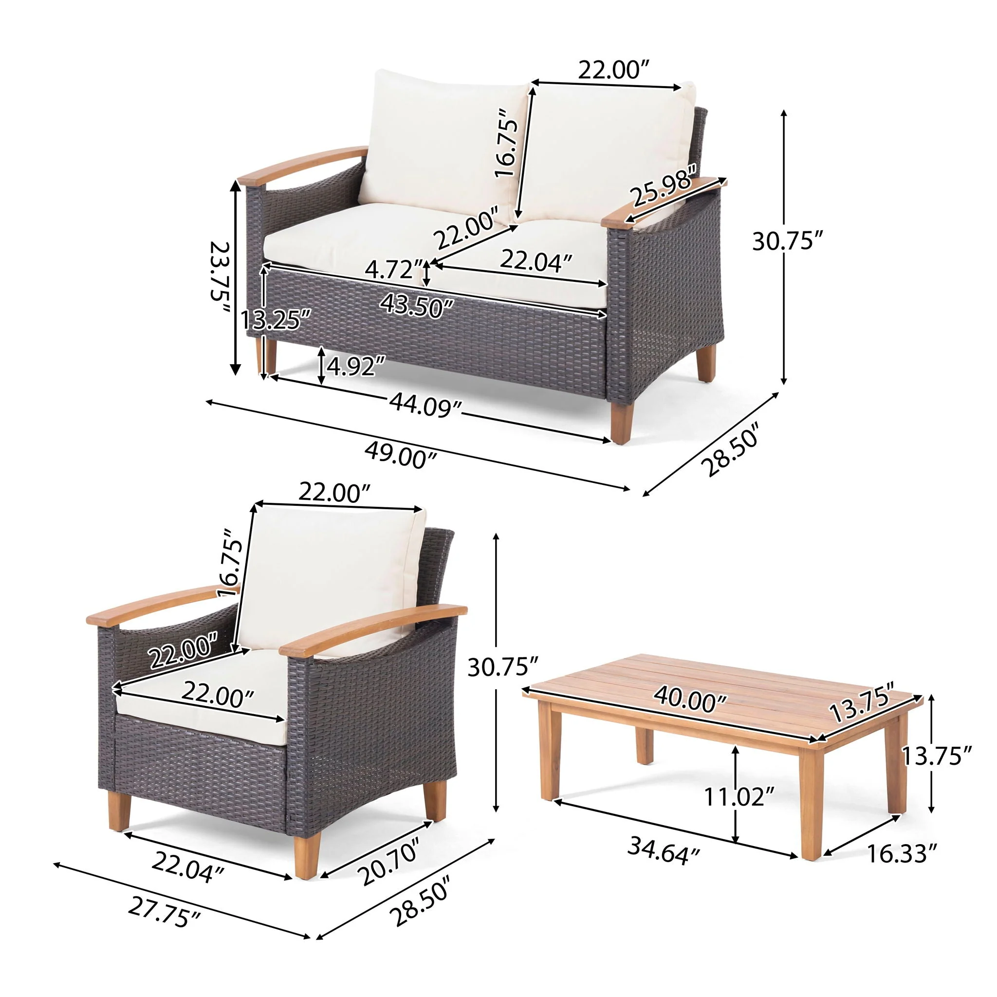 Isla Transitional Chat Set With Water Resistant Cushions - Teak - Image 2