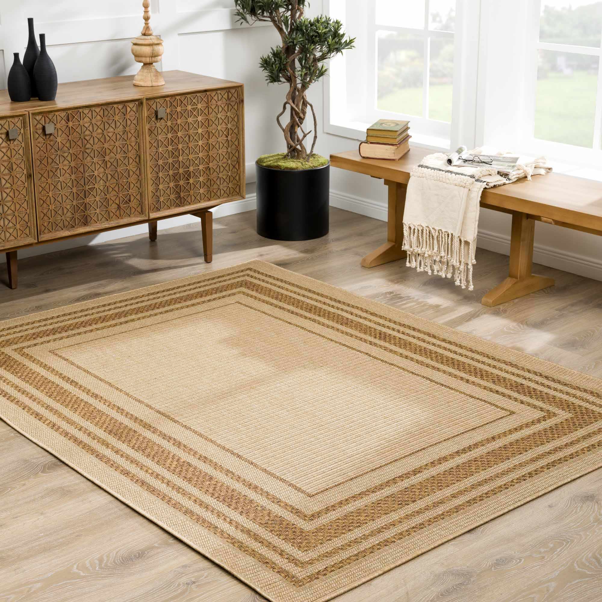 Isoko Bordered Faux Jute Rug - Image 3