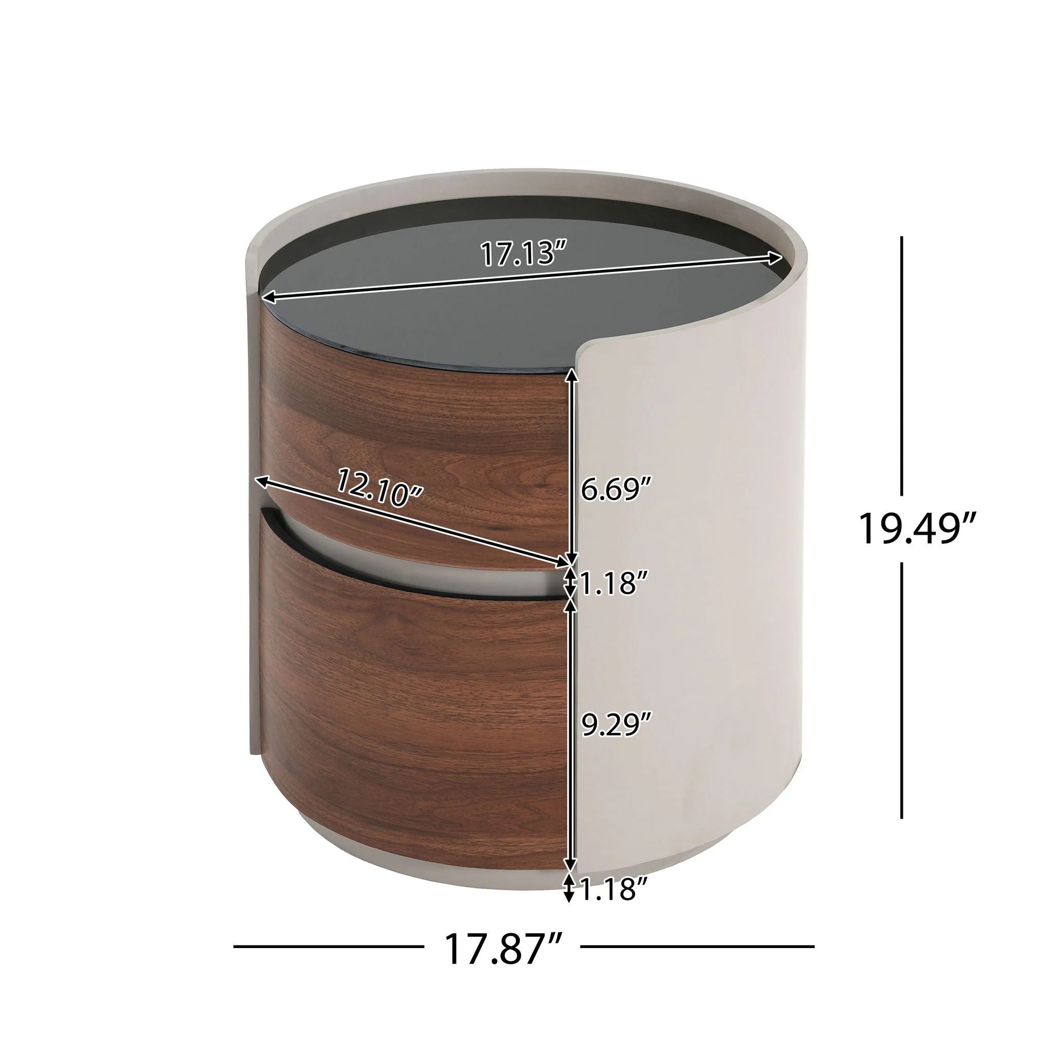 Italian Retro Double Storage Round Side Table - Gray Brown - Image 4