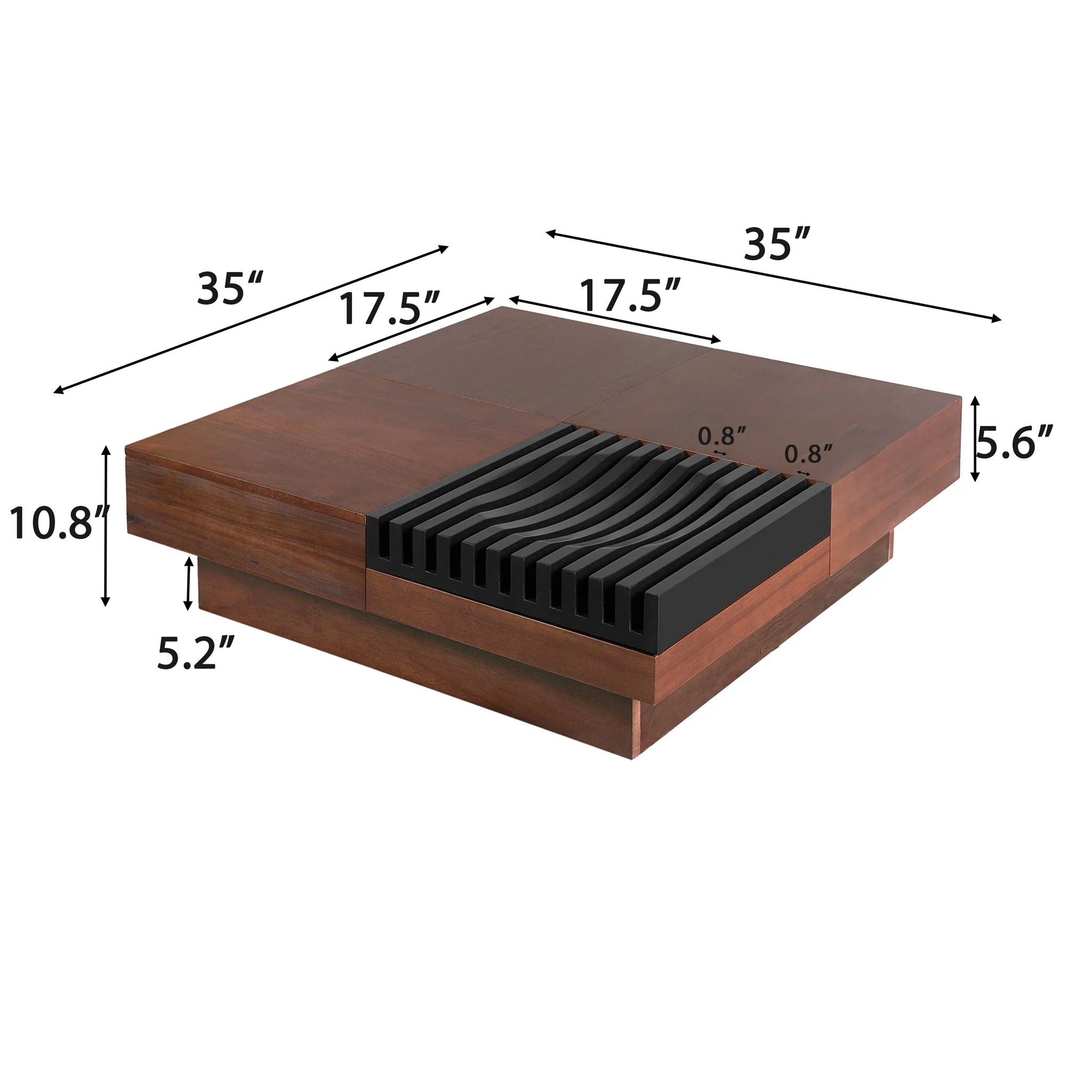 Italian Retro Inspired Acacia Wood Storage Coffee Table - Brown / Black - Image 3