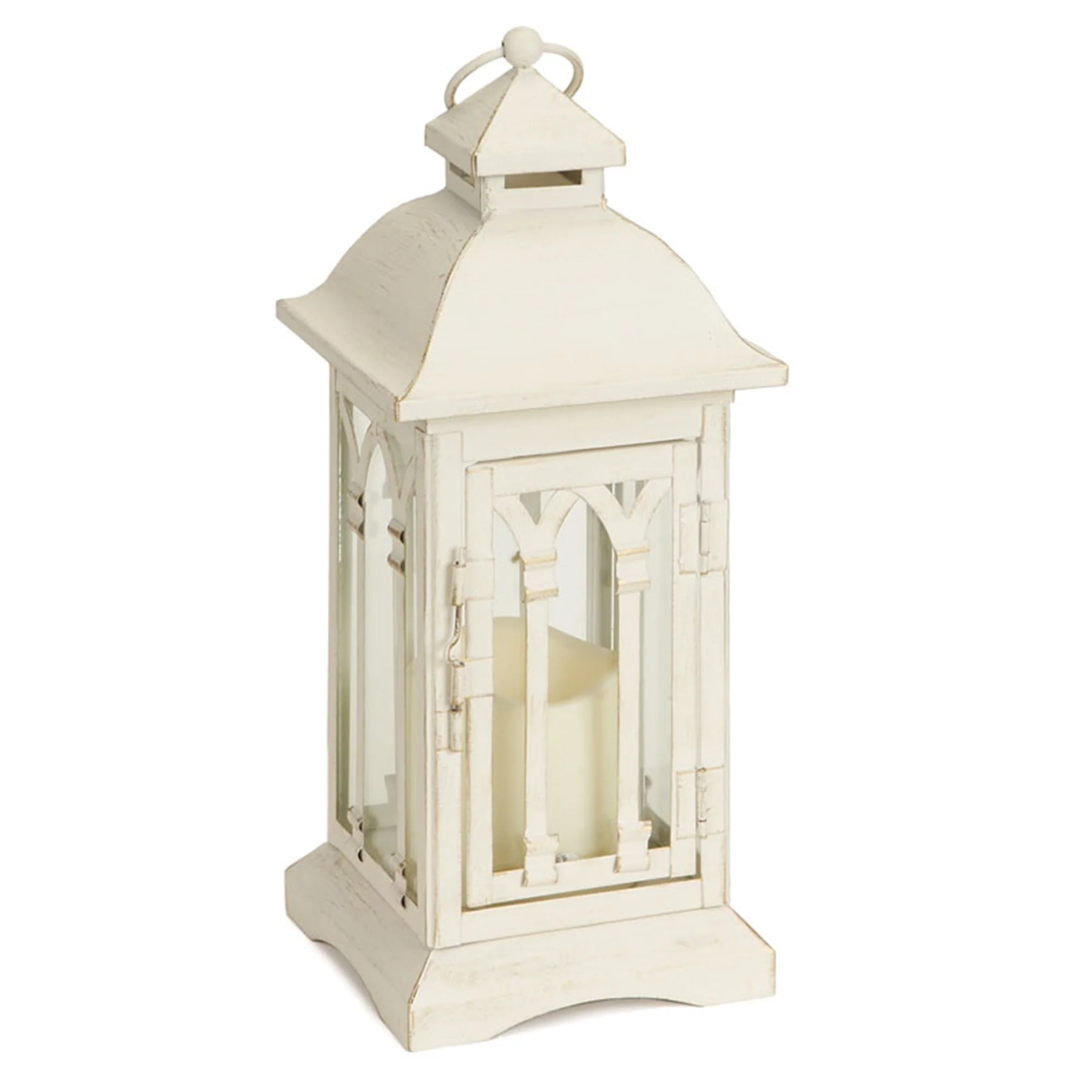 Ivory Metal Lantern with LED Candle (Set of 2) - Image 2