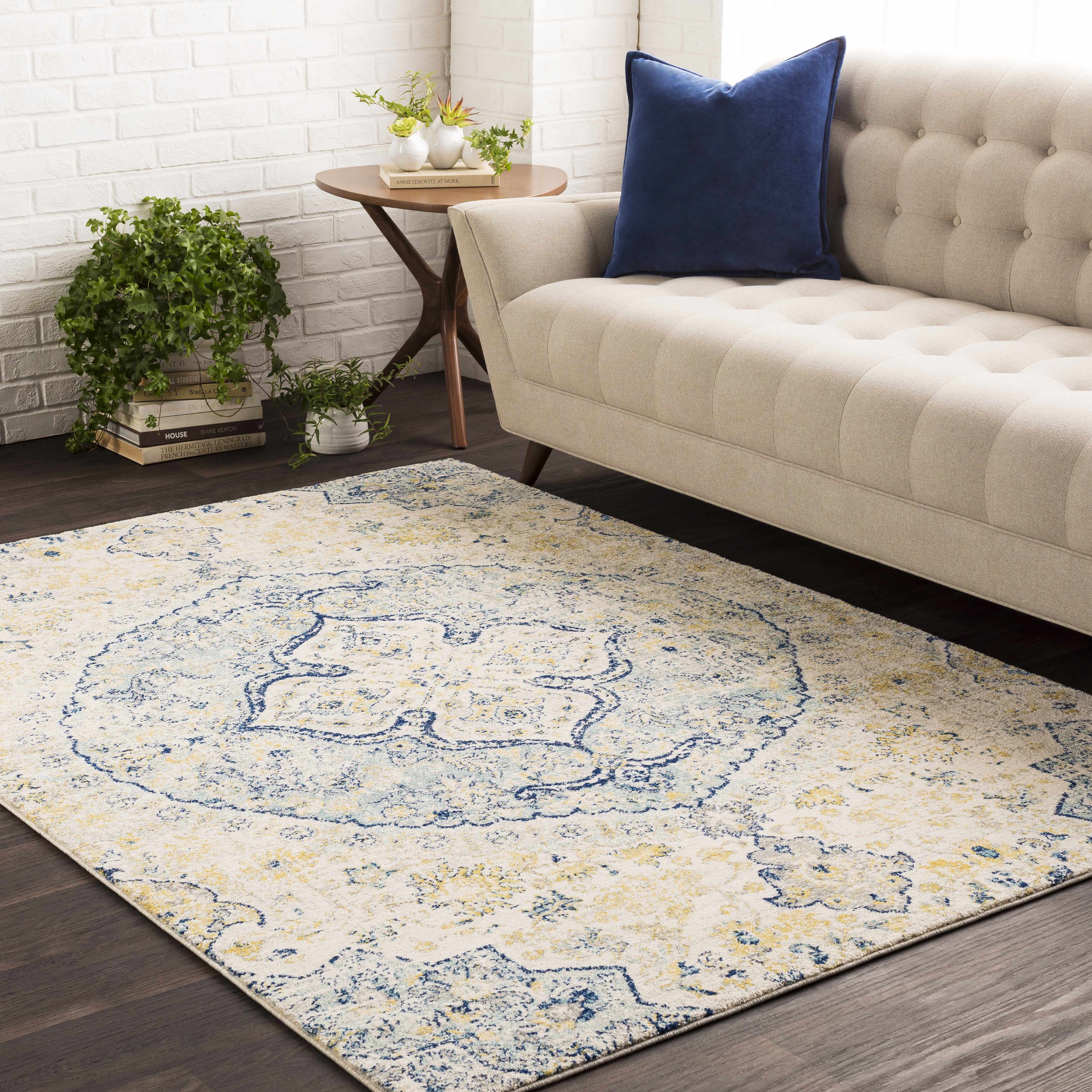 Ivory Teal Ojus Area Rug - Clearance - Image 2