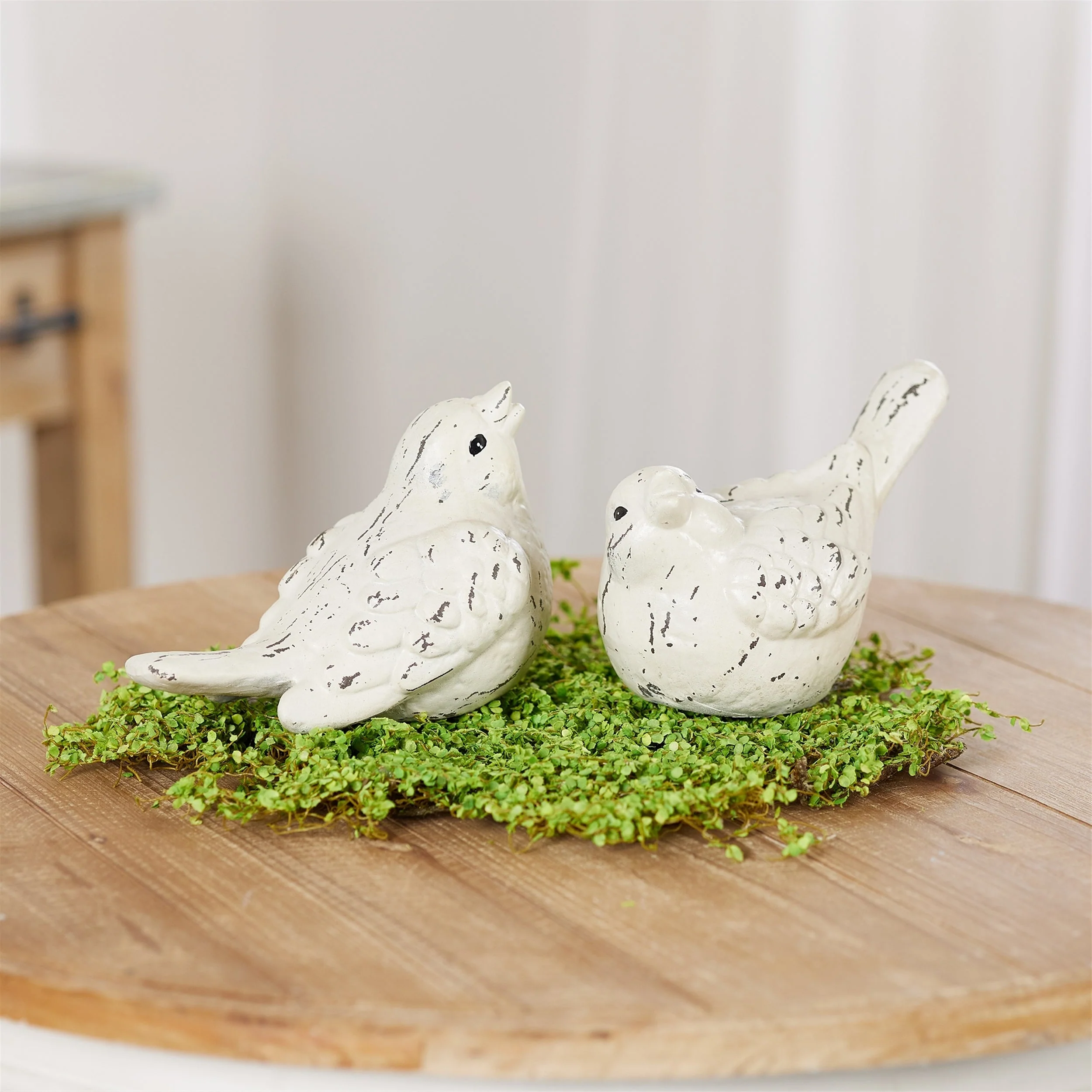 Ivory Terra Cotta Bird Figurine (Set of 4) - Image 3