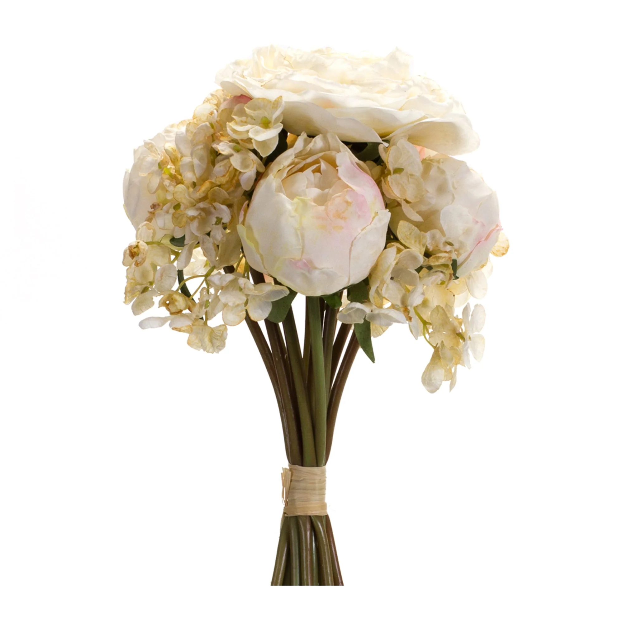 Ivory White Peony and Hydrangea Flower Bouquet (Set of 6) - Image 2