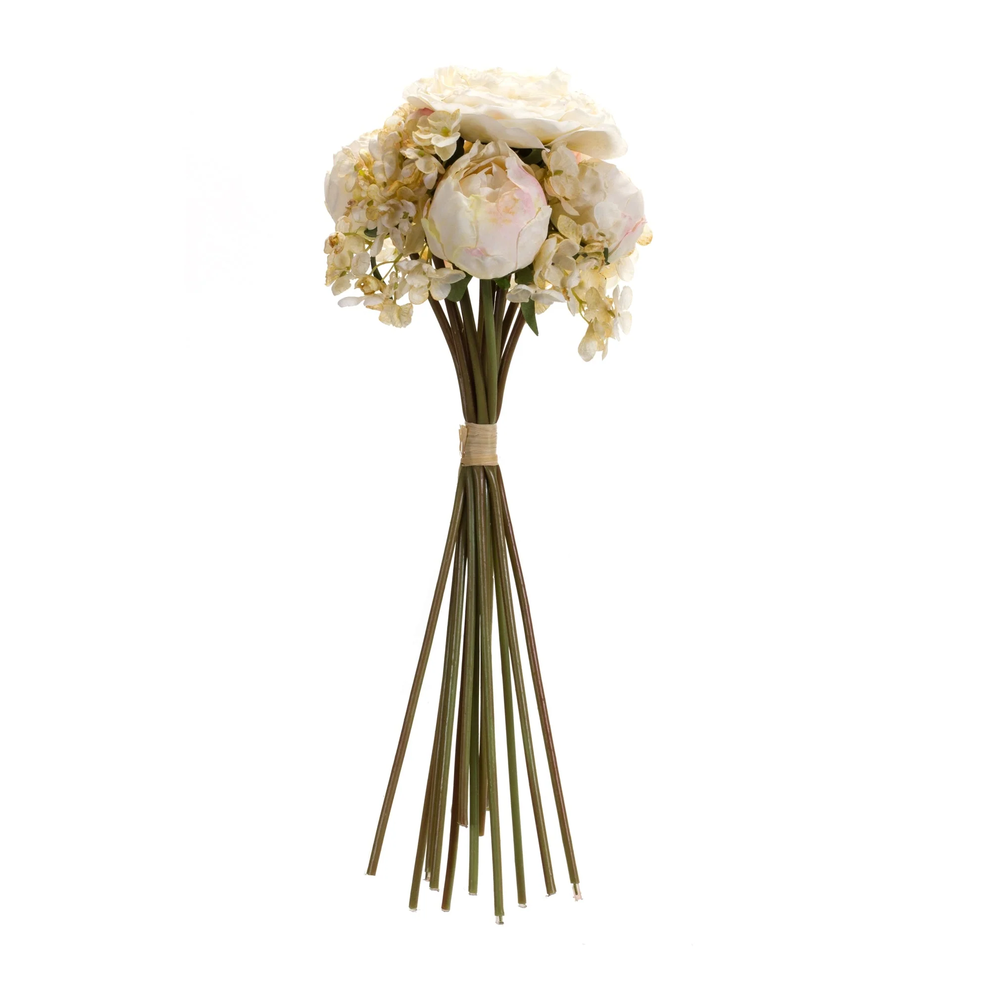 Ivory White Peony and Hydrangea Flower Bouquet (Set of 6) - Image 3