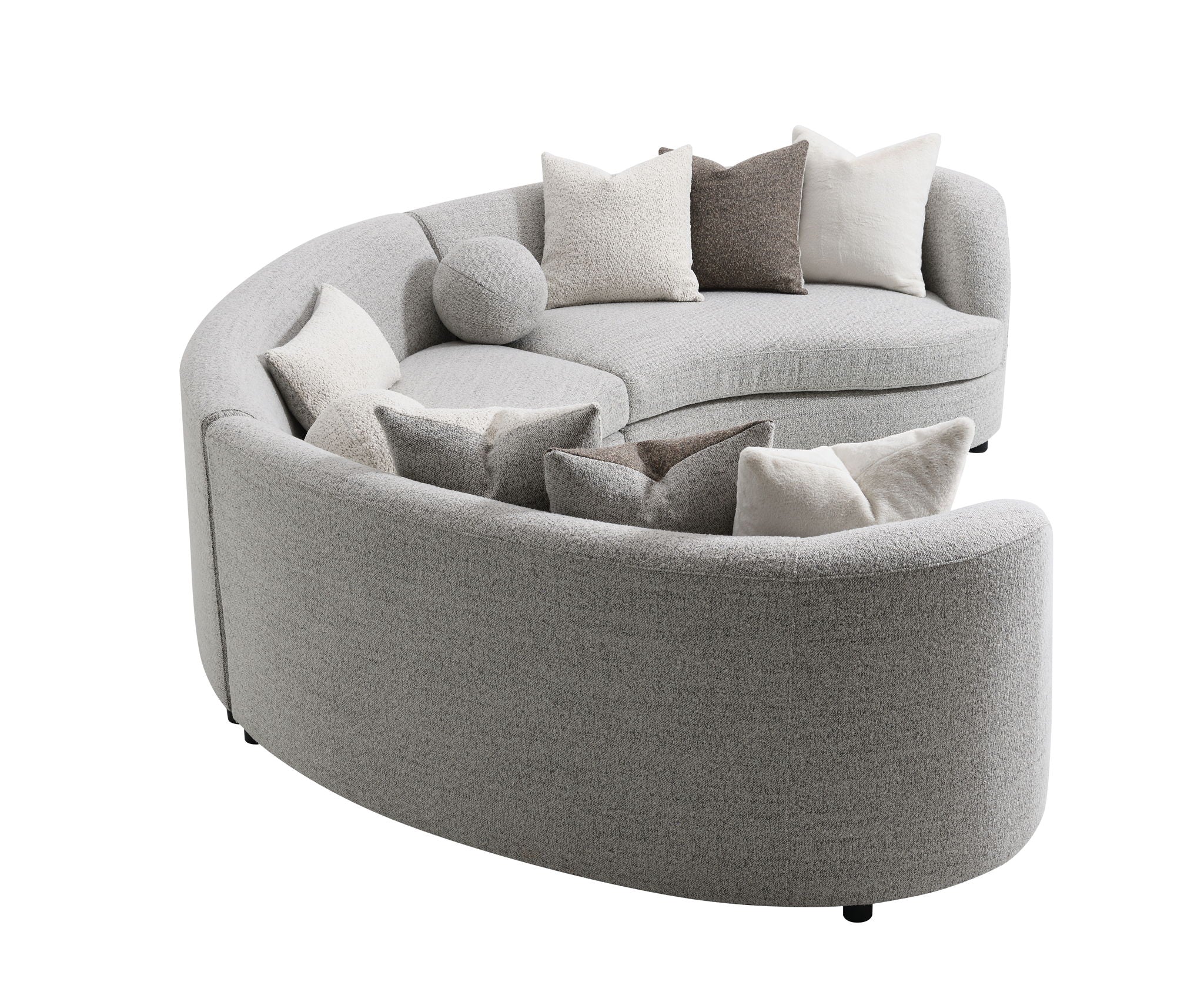 Ivria - Boucle Sectional Sofa With 9 Pillows - Gray - Image 3