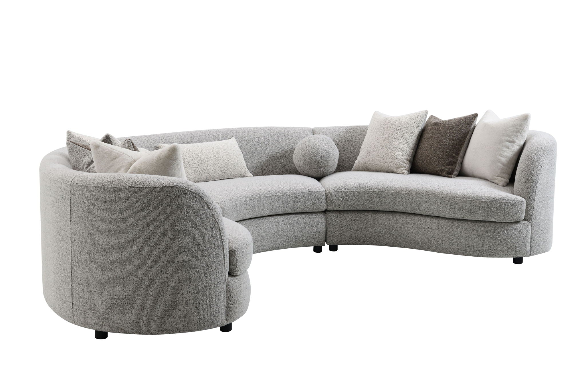 Ivria - Boucle Sectional Sofa With 9 Pillows - Gray - Image 4